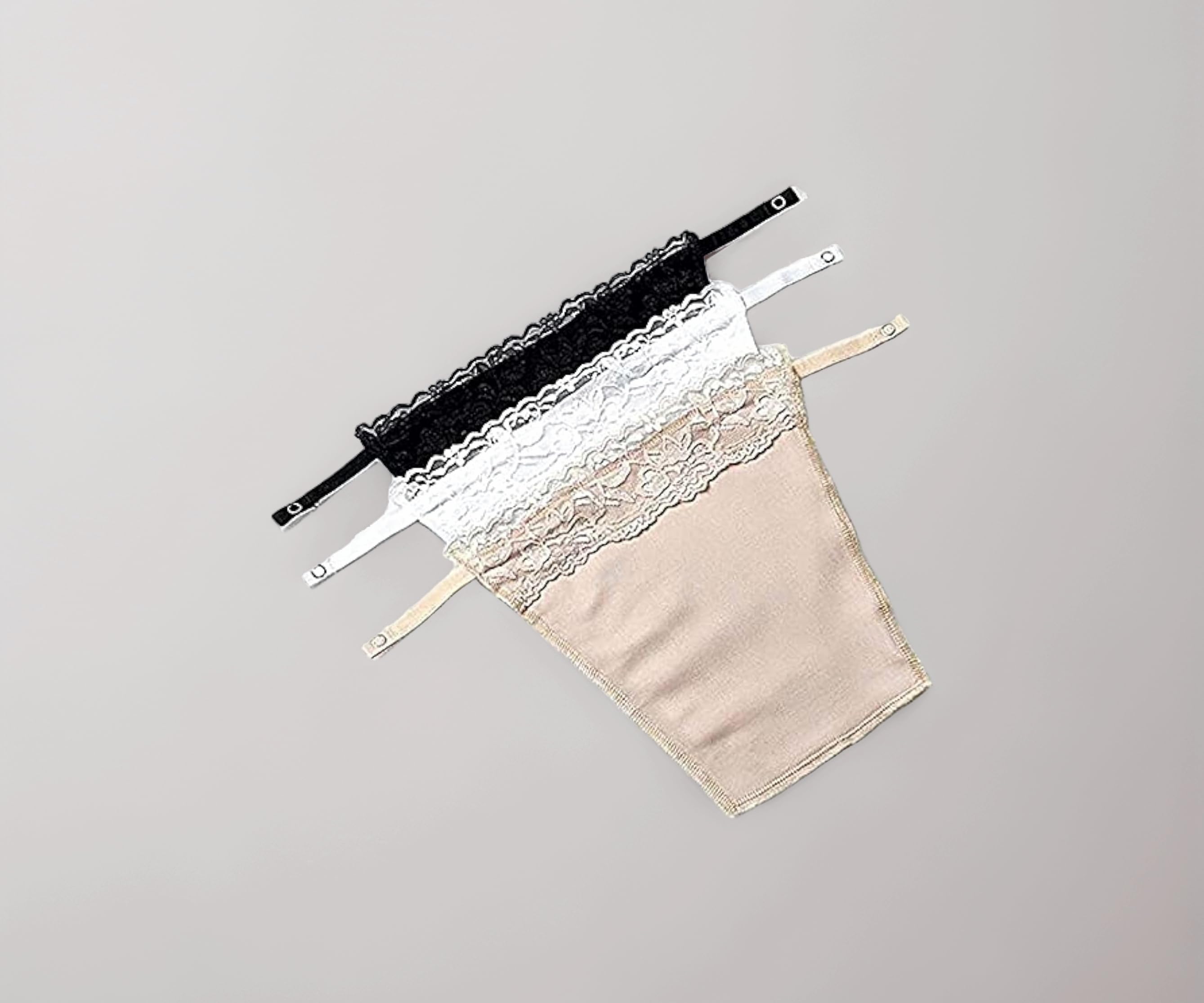 Shoppy Villa - Cotton Clip On Camisole for Women Mock Lace | Cleavage Cover | Deep Neck Cover Up Inners Cami Secret | Slip for Women Inner | Free Size | Set of 3