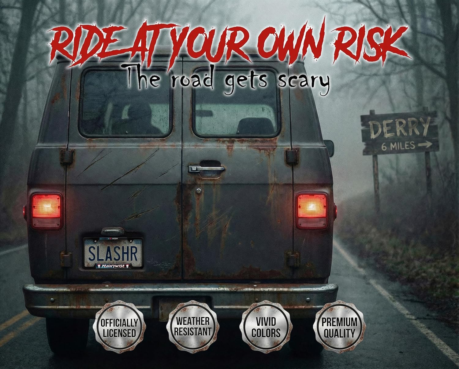 Elektroplate Pennywise License Plate Frame Black Open Corners image 2