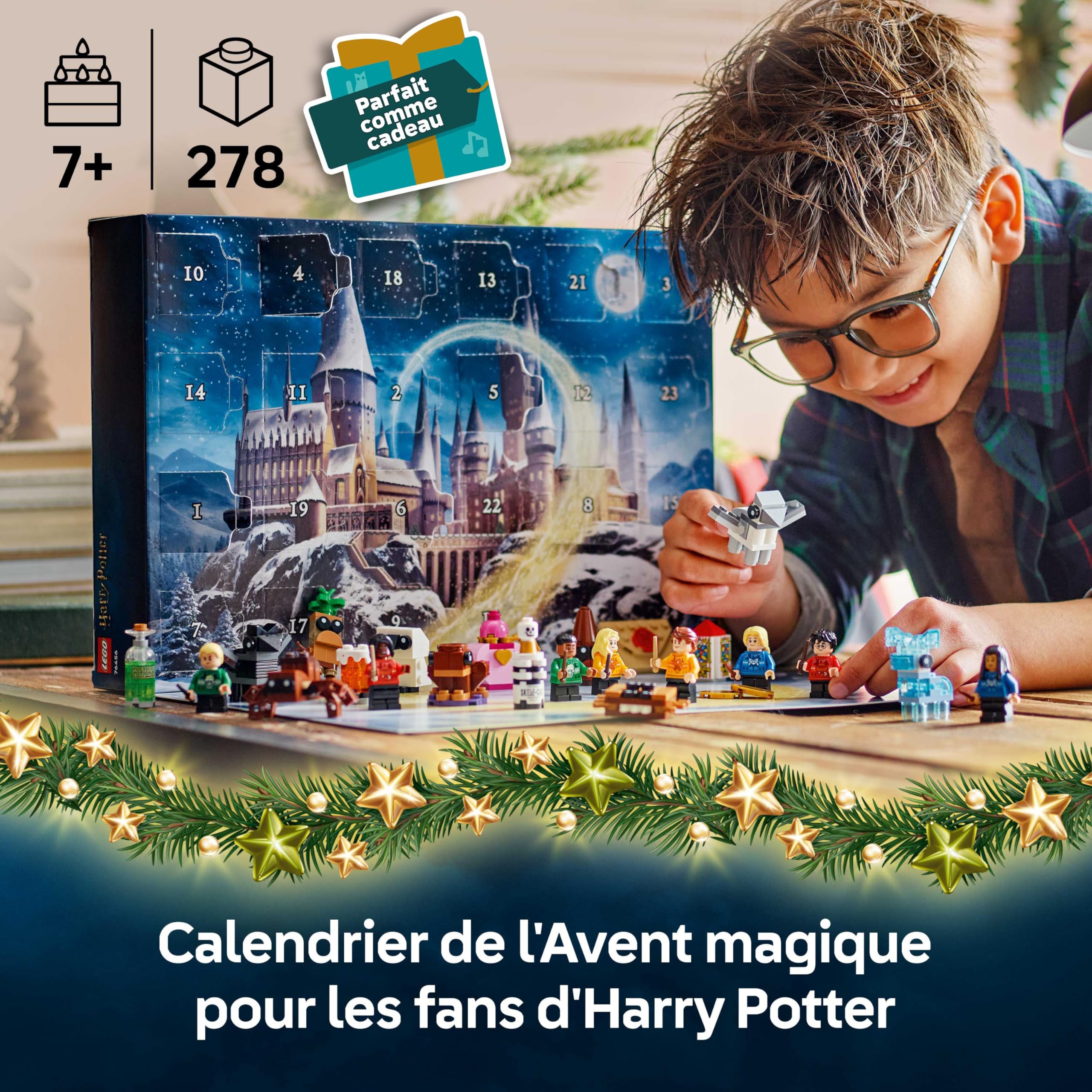 LEGO Harry Potter Le Calendrier de l’Avent 2025 - Jeu pour Garçon ou Fille 7 Ans - Compte à Rebours Avant Noël avec 24 Surprises - 8 Minifigurines en Tenue Festive & Mini Constructions - Cadeau 76456