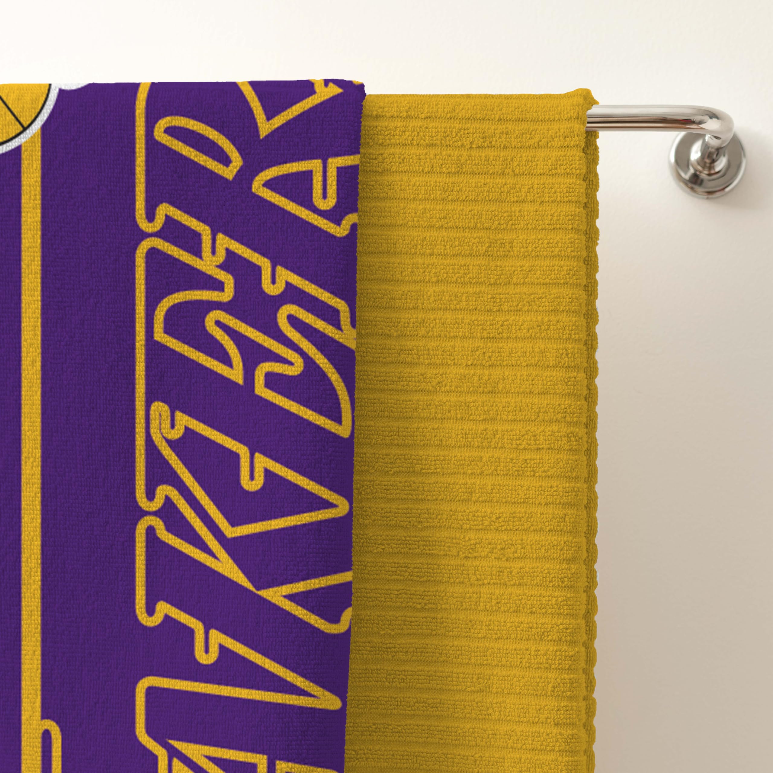 Asciugamano NBA Los Angeles Lakers - Ufficiale, 150x75 Cm, Cotone, Viola E Giallo - Foto 8
