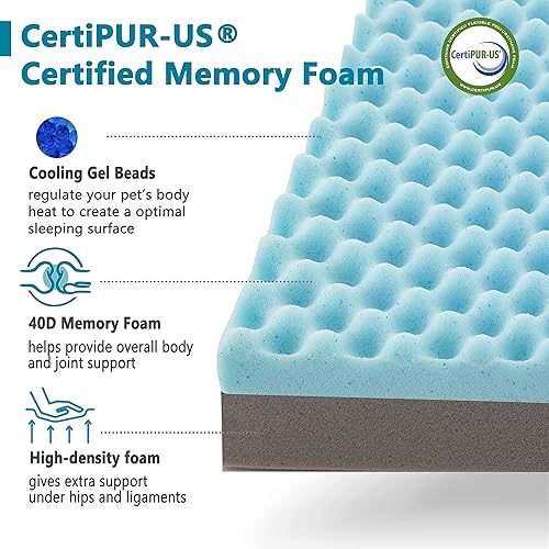 Miniatura 10 de Cama mediana de espuma viscoelástica, camas refrescantes para perros medianos, cama ortopédica lavable para mascotas para jaula con espuma