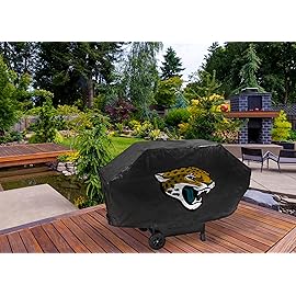 Rico Industries NFL Jacksonville Jaguars Black Deluxe Grill Cover Deluxe Vinyl Grill Cover - 68 Wide/Heavy Duty/Velcro Staps