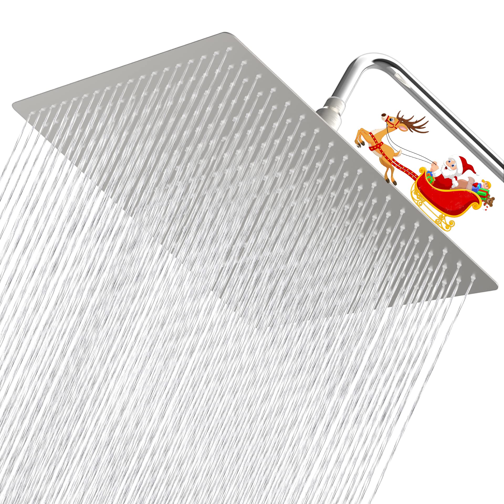 Vonvan 16'' Rain Shower Head, Ultra-Thin High Pressure Shower Head, Easy to Install Rainfall Shower Head with Anti-Clogging Silicone Nozzle, Large Stainless Steel Waterfall Showerhead (Brushed Nickel)