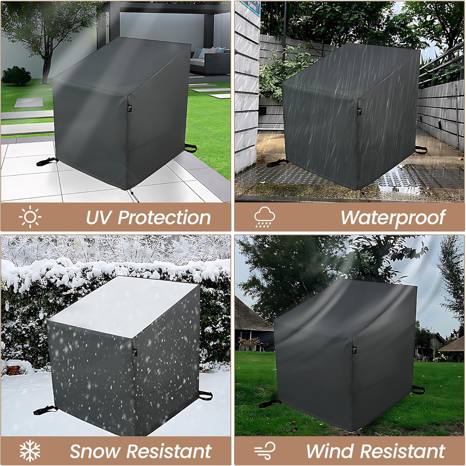 Patio Furniture Covers Waterproof 2 Pack,Patio Chair Covers for Outdoor Furniture Waterproof ,Heavy Duty Chair Covers -Grey 32"x37"x27"/36"(H)