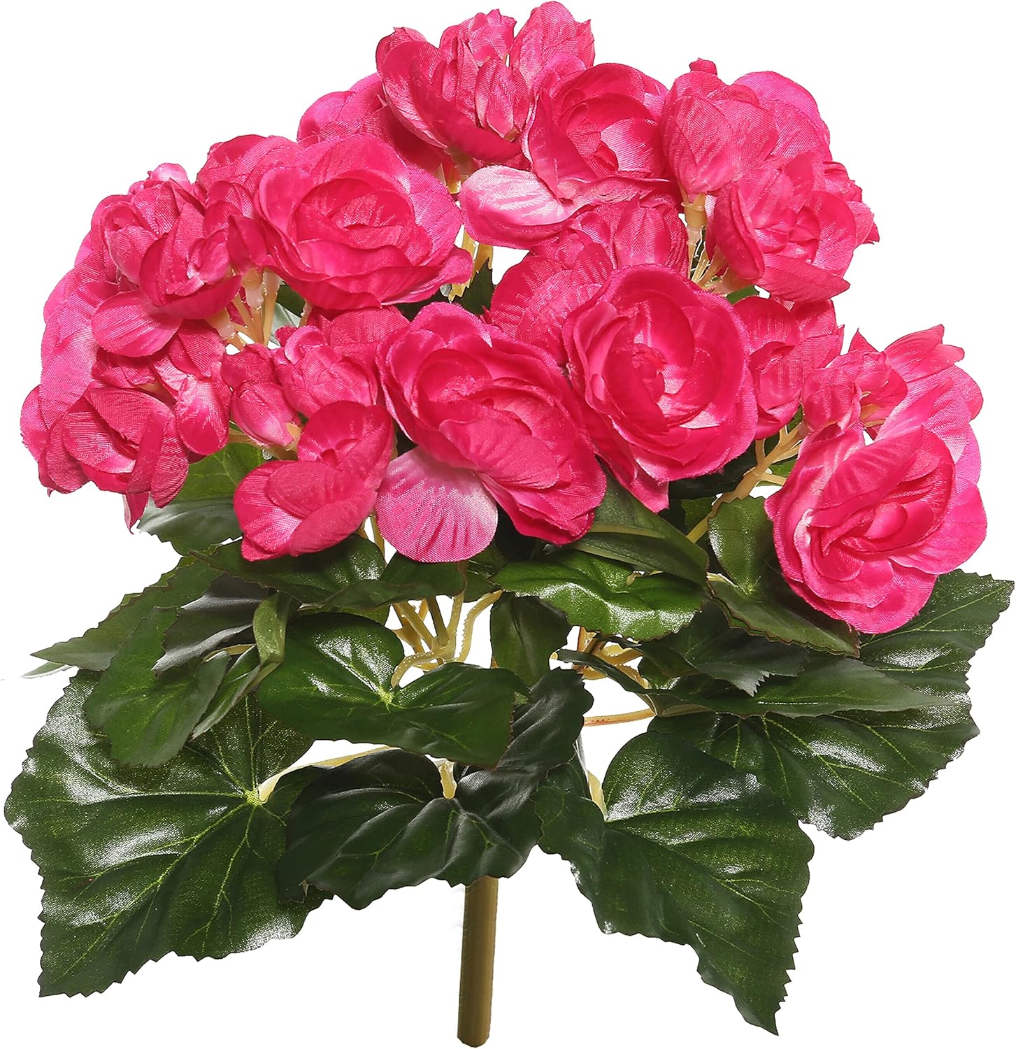 Lifelike Hot Pink Begonia Bush in Polyester 9.5"