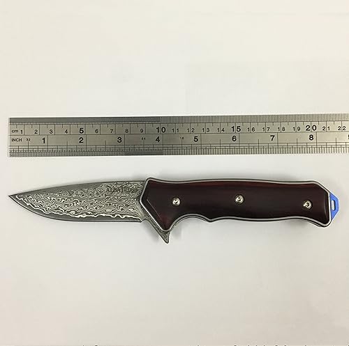 Miniatura 6 de ALBATROSS HGDK001 EDC Classic Damasco plegable Camping Pocket Cuchillos con trazador de líneas, mango de madera Cocobolo, regaloscolecciones