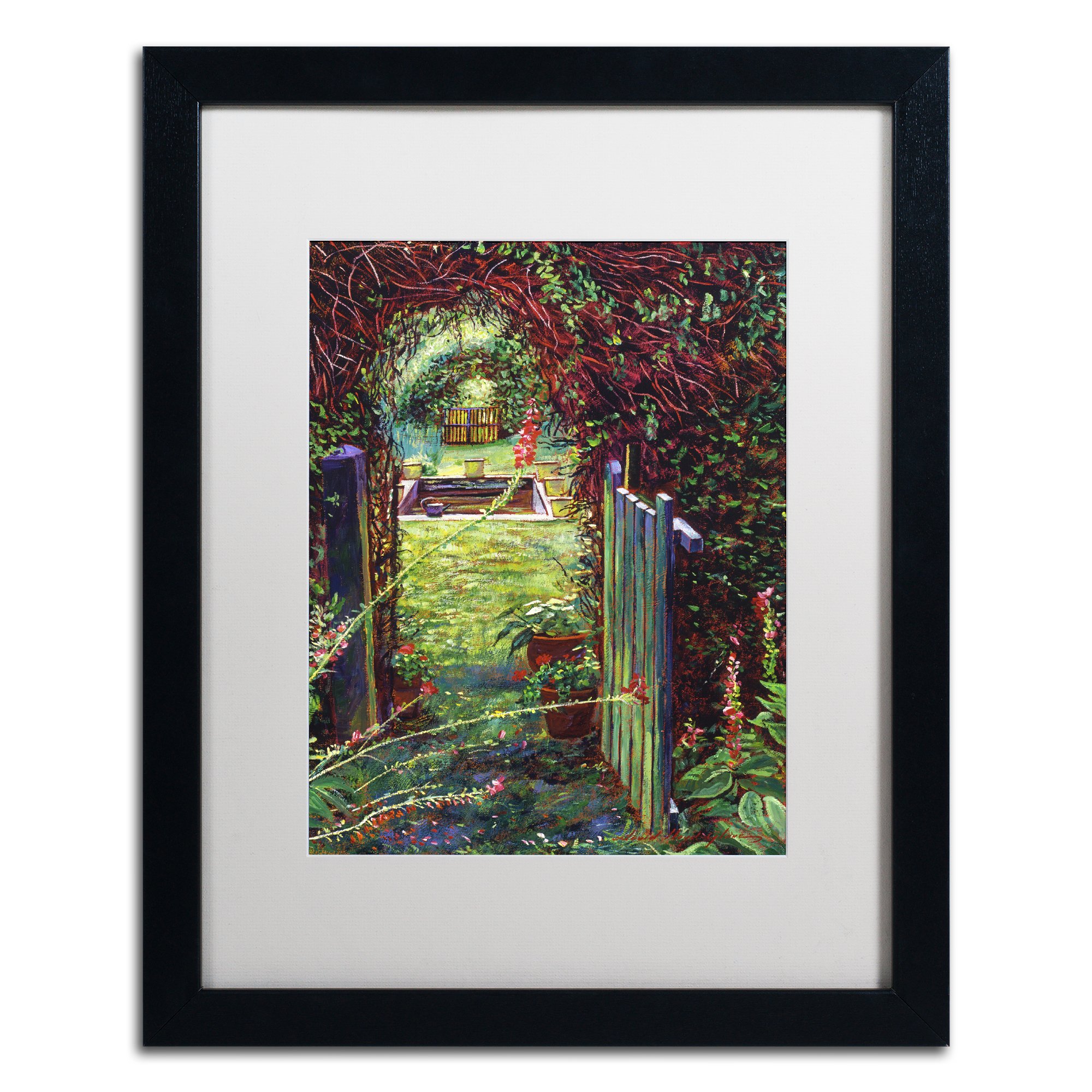 Wicket Garden Gate by David Lloyd Glover, White Matte, Black Frame 16x20-Inch