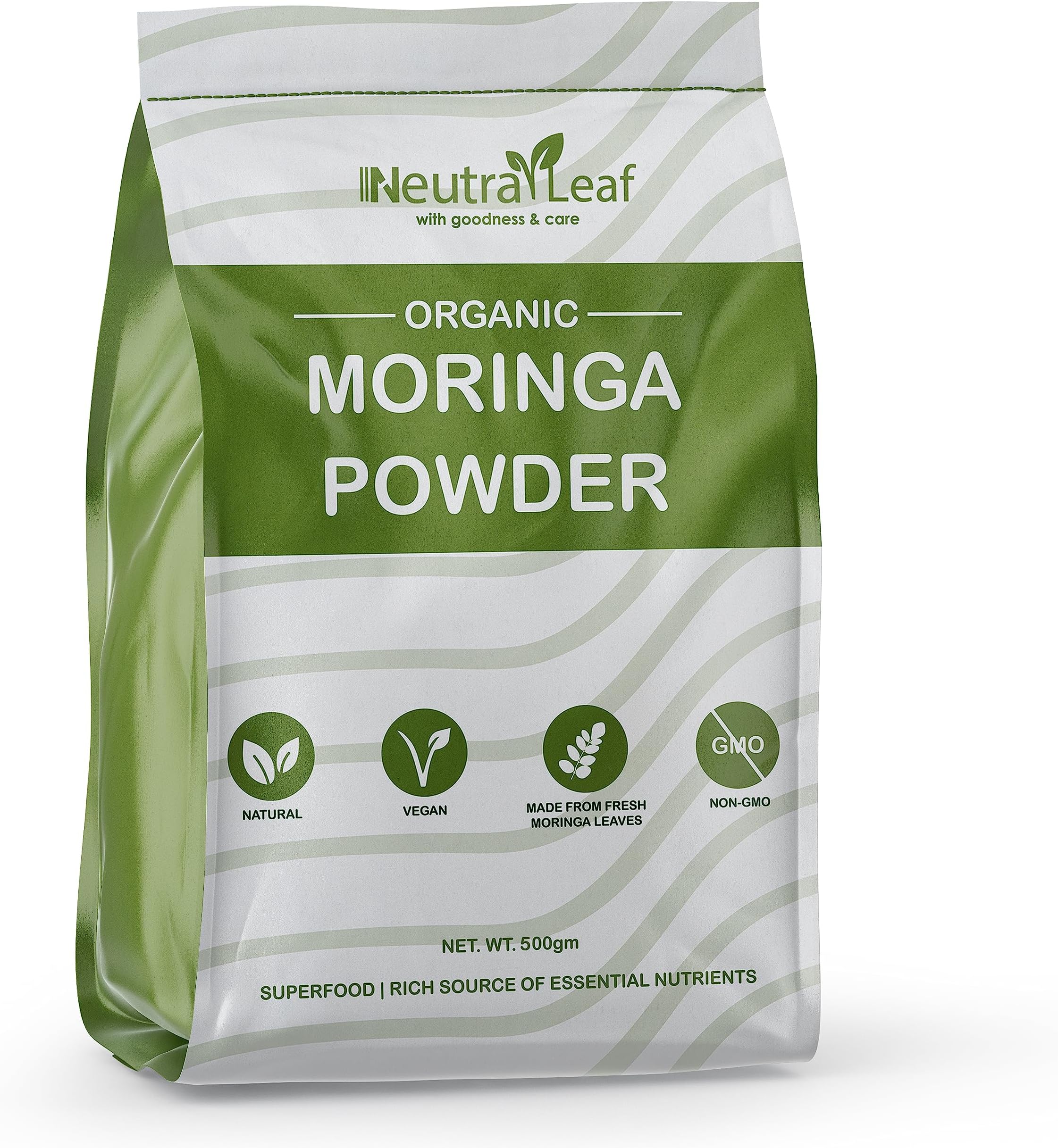 Organic Moringa Powder 500g | Boosts Immunity & Health | Helps To Get Slim | Multivitamin | Antioxidant | Good for Hair & Skin | Resealable Bag