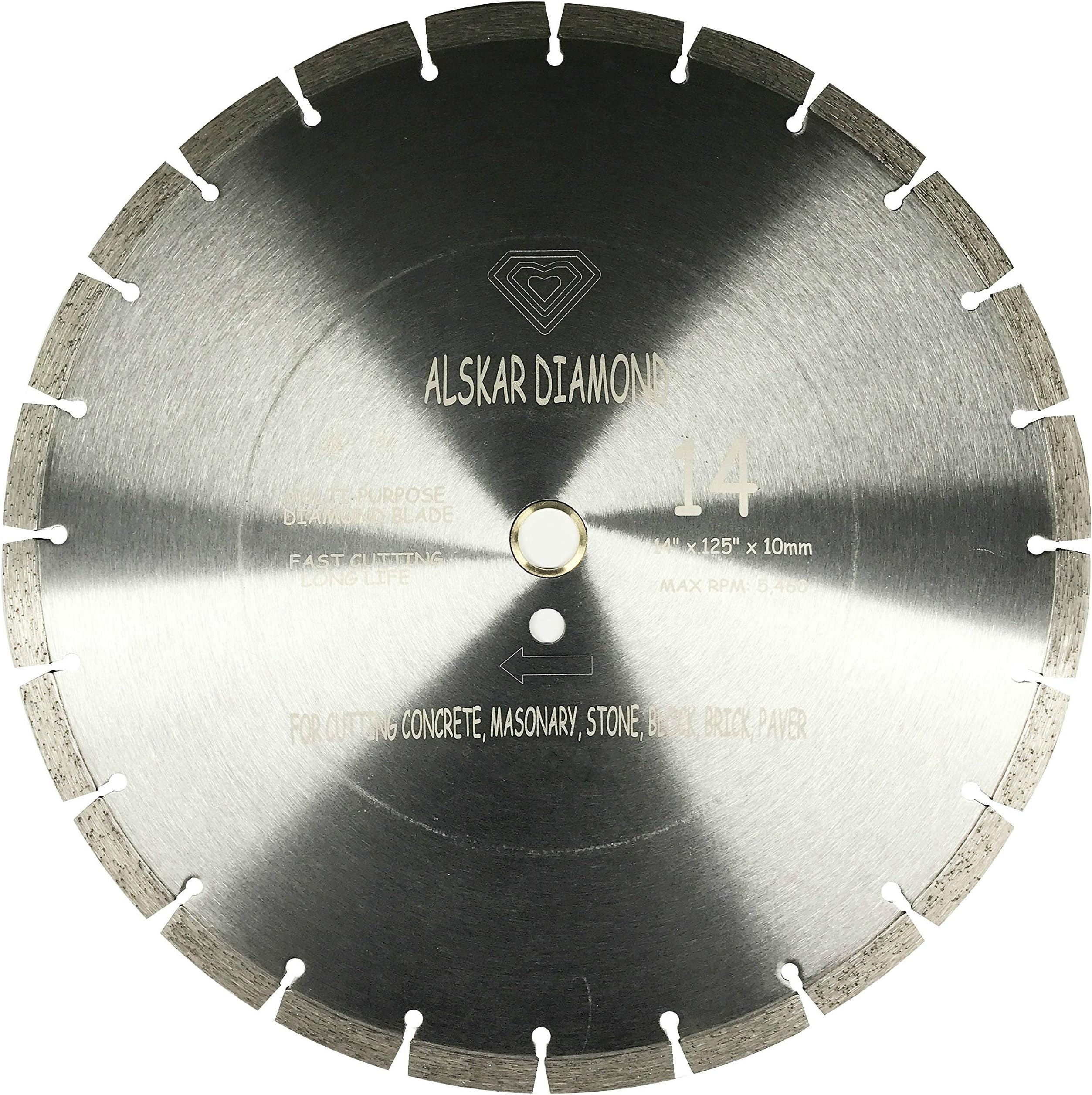 USA ADLSS 14 inch Dry or Wet Cutting General Purpose Segmented High Speed Diamond Saw Blades for Concrete Stone Brick Masonry (14")