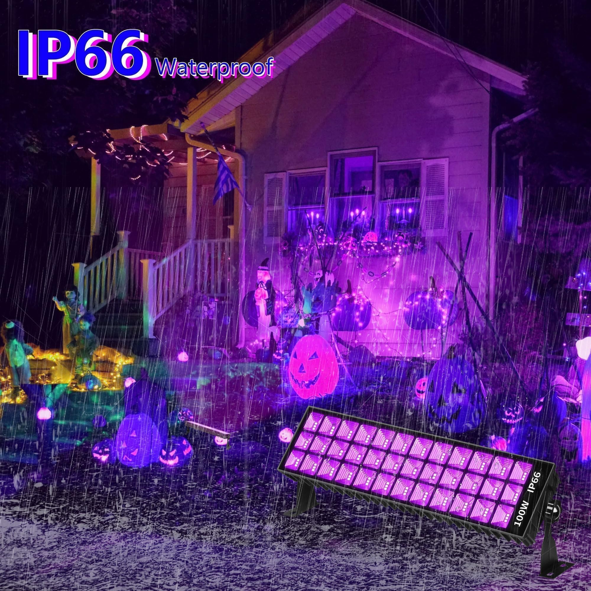 THECHAM 100 W LED-Schwarzlichtleiste, 104 LEDs, Schwarzlicht-Flutlichtleiste, 385–400 nm, leuchtet im Dunkeln, Partyzubehör für Hochzeit, Geburtstag, Schlafzimmer, Bühnenbeleuchtung, fluoreszierende