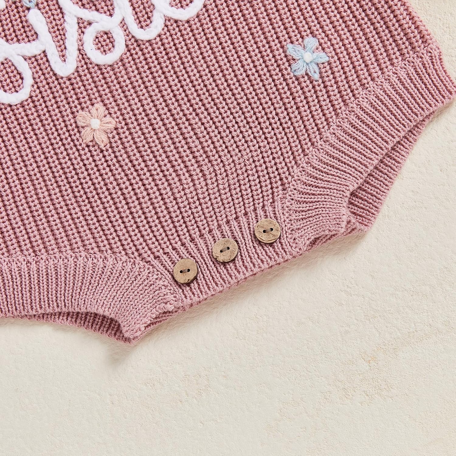 Userdefined Baby Girl Boy Knit Sweater Outfit Solid Romper Ruffle Onesie Cute Baby Jumpsuit Coming Home Fall Winter Clothes - Image 5