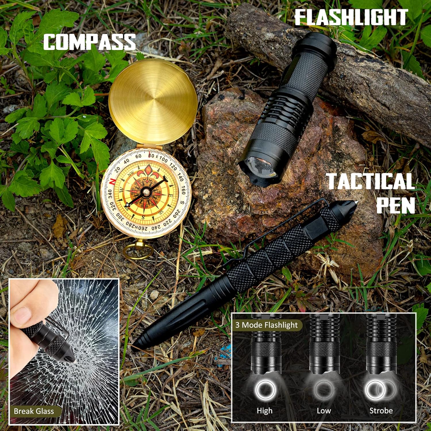 Bochaos Survival Kits First Aid Kit,20PCS Emergency Survival Gear and Equipment with Waterproof Case Flashlight Multi-Tools ,Gifts for Man Women Dad Husband,Camping Outdoor Adventure Hunting Hiking : Tools & Home Improvement