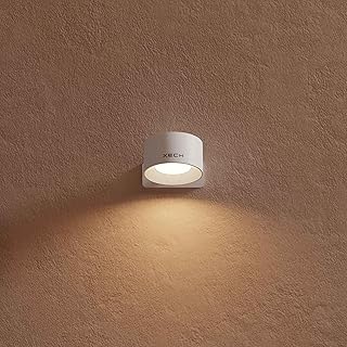 Xech Rechargeable Magnetic Wall Light | Stick-On or Screw Mount | Touch Control LED Lamp | 3 Brightness Levels | USB-C Warm White Light | Rotatable Detachable Head (Magmount) (White)