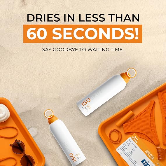 ISOCLEAN Isoskin Halo SPF 50 - with PA+++ UVA/UVB Protection, Can Be Worn Over Makeup, No White Cast, Sunscreen Face Mist, Aloe Vera Hydrating Formula, Water Resistant, Non-Stick, Dries in 60 Seconds
