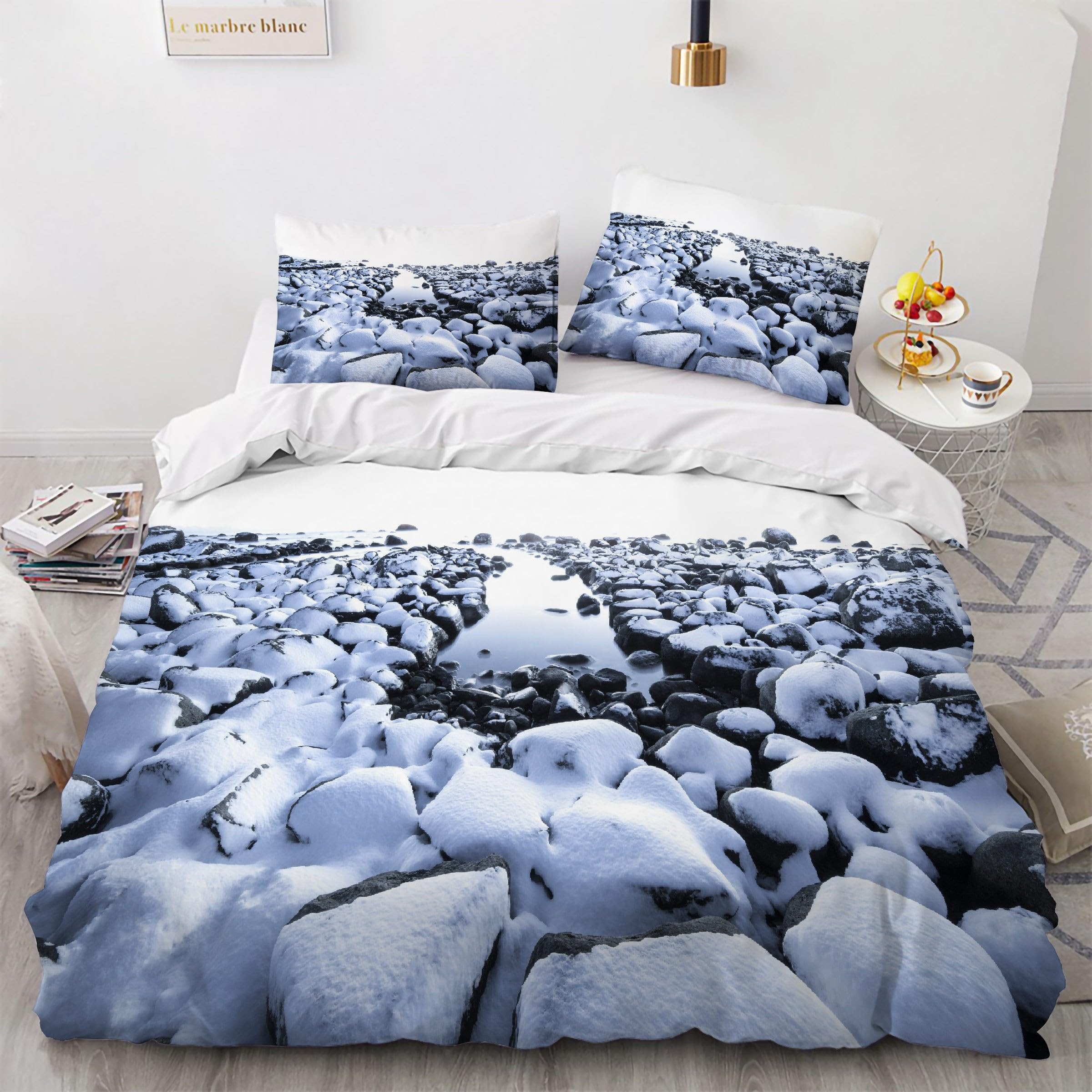 Ensemble de literie 3 pièces glacier 90x190 cm idéal pour une chambre d'enfant cosy