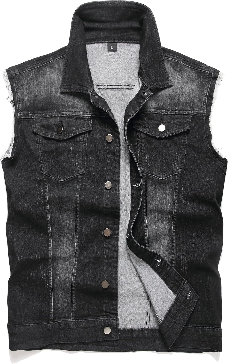 RANMCC Men's Denim Vest, Slim Fit Ripped Casual Sleeveless Jean Jacket Vest for Men