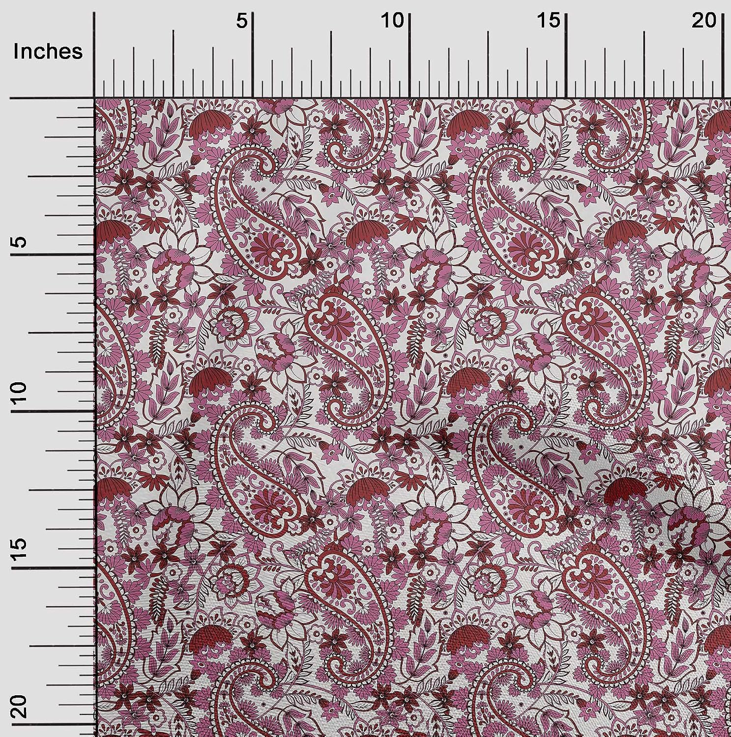 oneOone Cotton Flex Pink Fabric Paisleys Dress Material Fabric Print Fabric By The Yard 40 Inch Wide