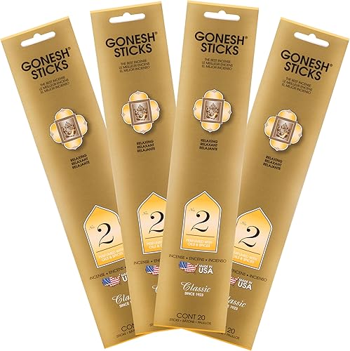 Gonesh Classic Collection 2 incienso (paquete de 4), 80 unidades