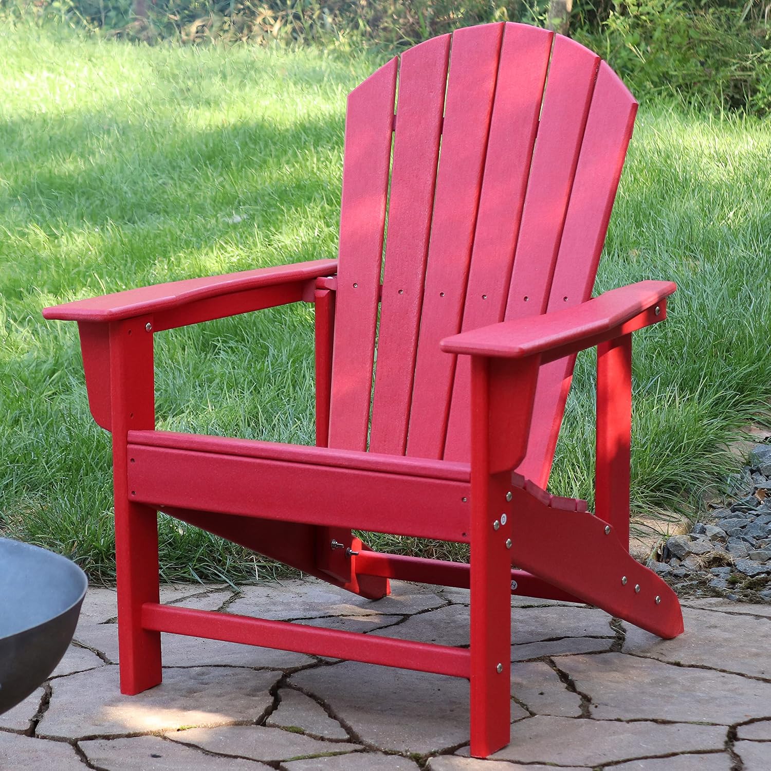 Sunnydaze All-Weather Upright Adirondack Chair - for Patio or Yard - 300-Pound Capacity - 38.25-Inch - Red