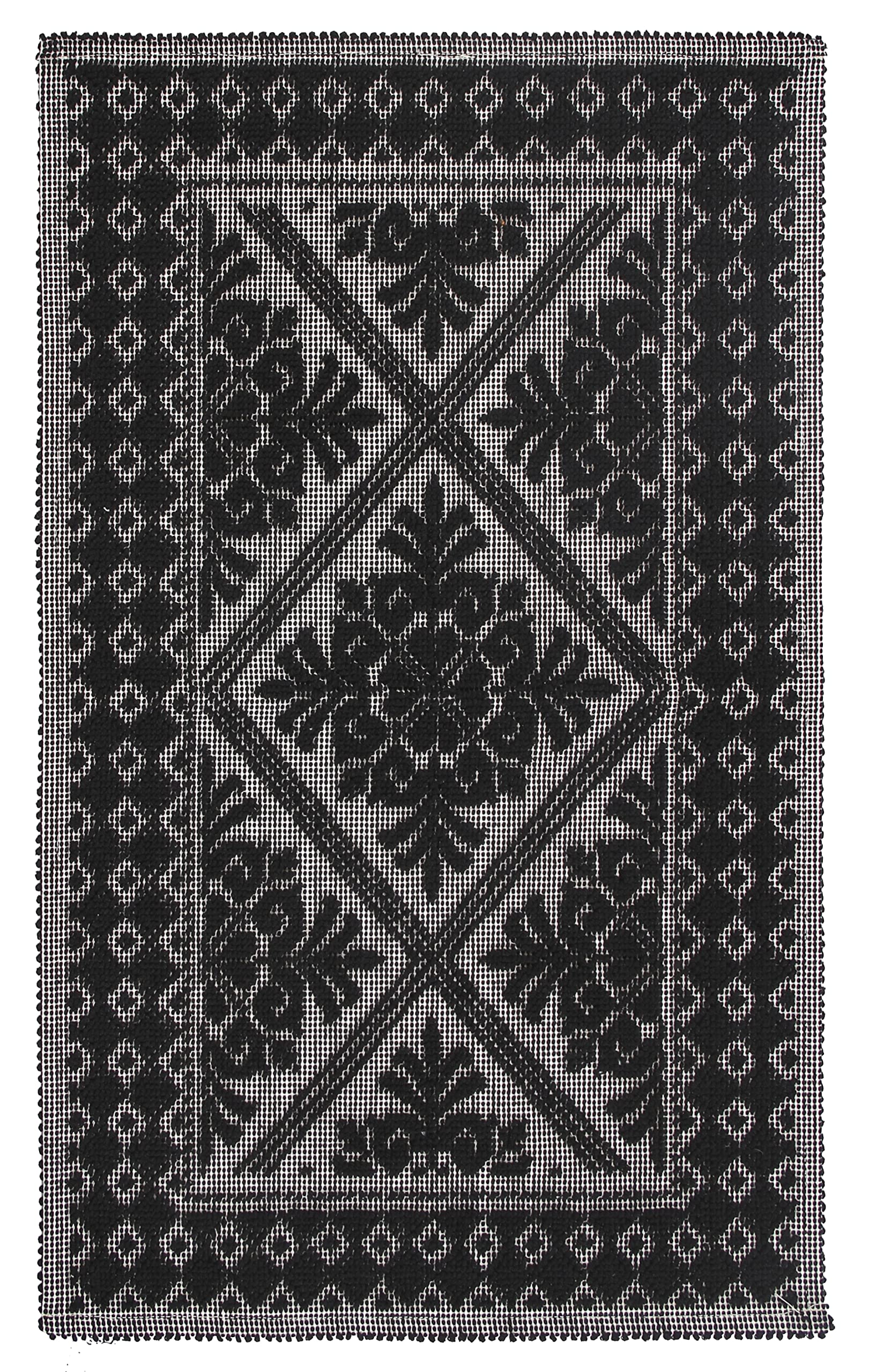 Tapis d'ameublement fait main ALGHERO noir 50x80 en coton naturel