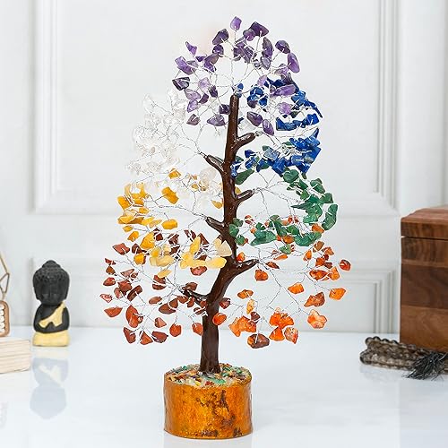Vista 14 de Árbol de la vida de siete chakras, árbol de cristal hecho a mano, árbol de dinero bonsái para el hogar, oficina, habitación, regalos de cumpleaños