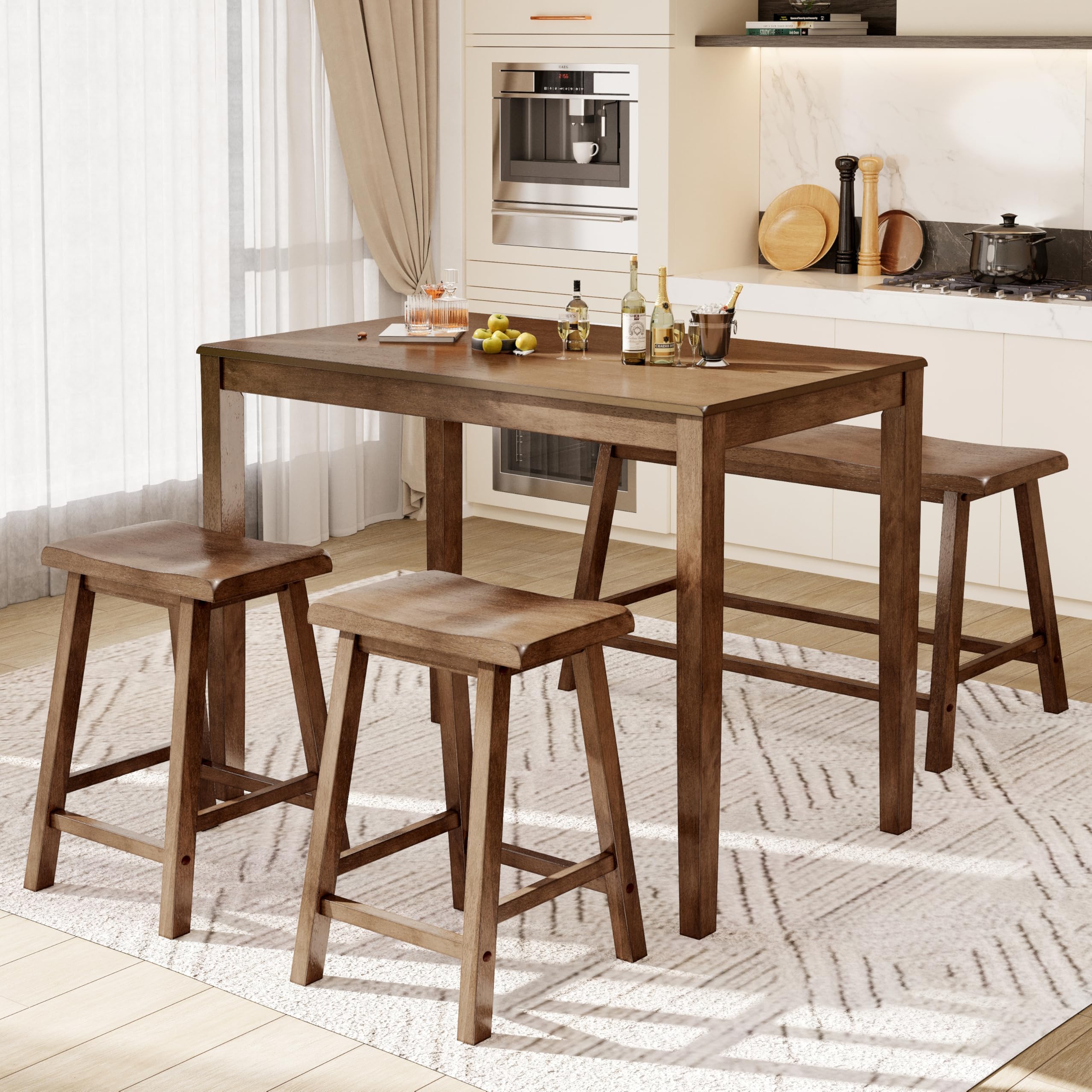 PHI VILLA Counter Height Bar Table and Chairs Set