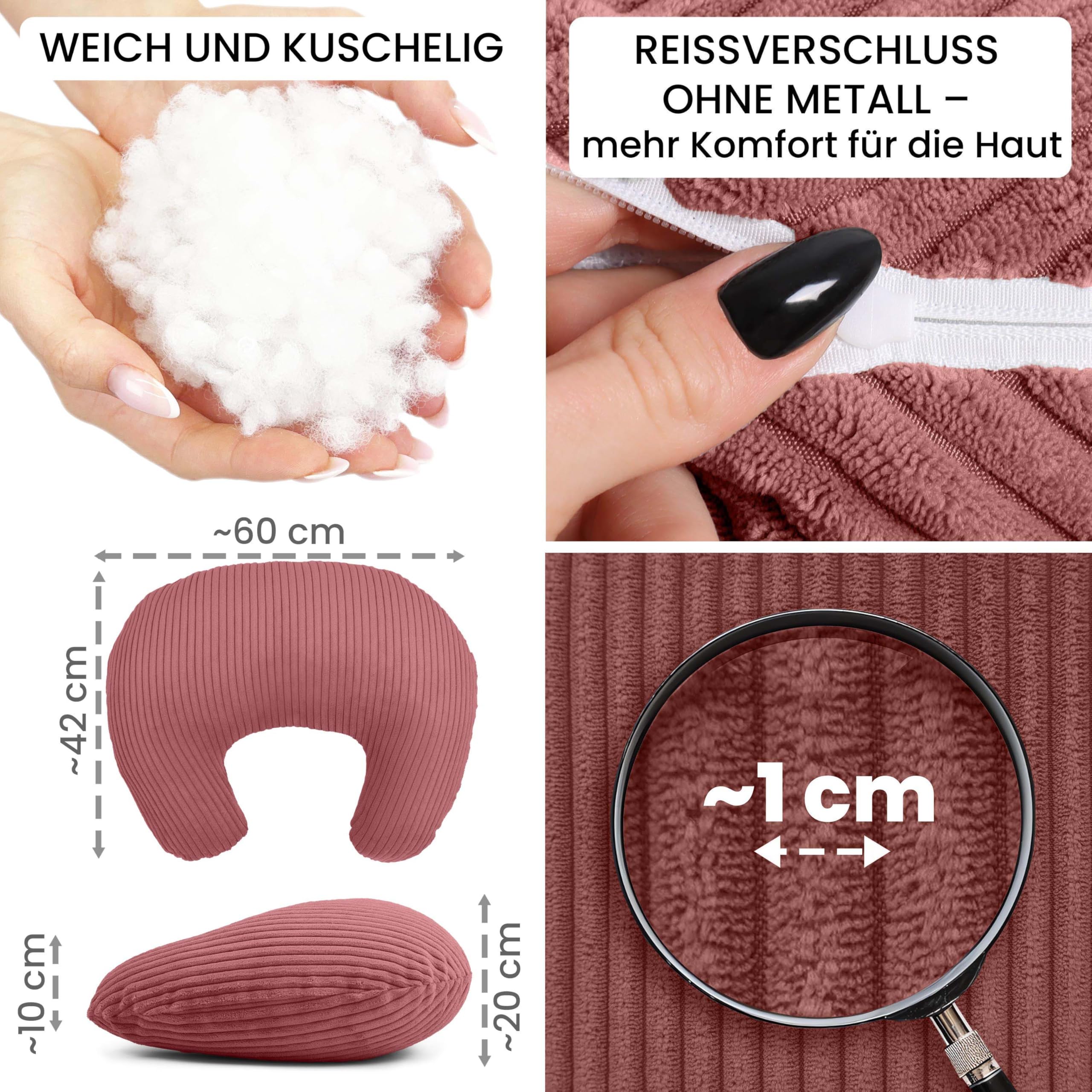 Amilian Stillkissen - Stillmond/Stillhörnchen – Schwangerschaftskissen und Lagerungskissen für Mama und Baby - mit Füllung und abnehmbarem Bezug, waschbar - Herzschimmer