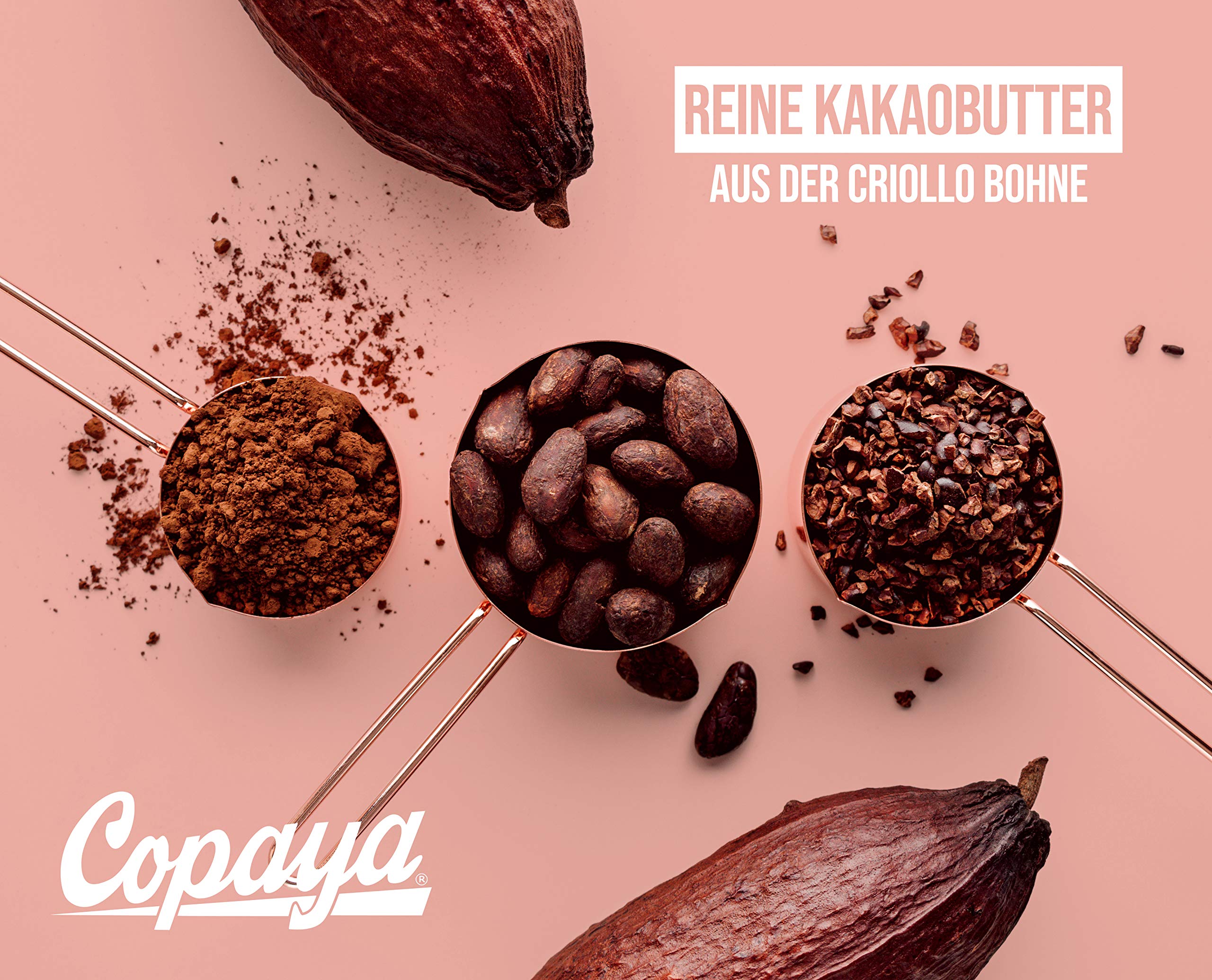 Copaya Bio Roh Kakaobutter, Kakao Butter Chips (Wafers) vom Criollo Kakao aus ungerösteten Edelkakaobohnen vegan in Rohkostqualität (1000g)