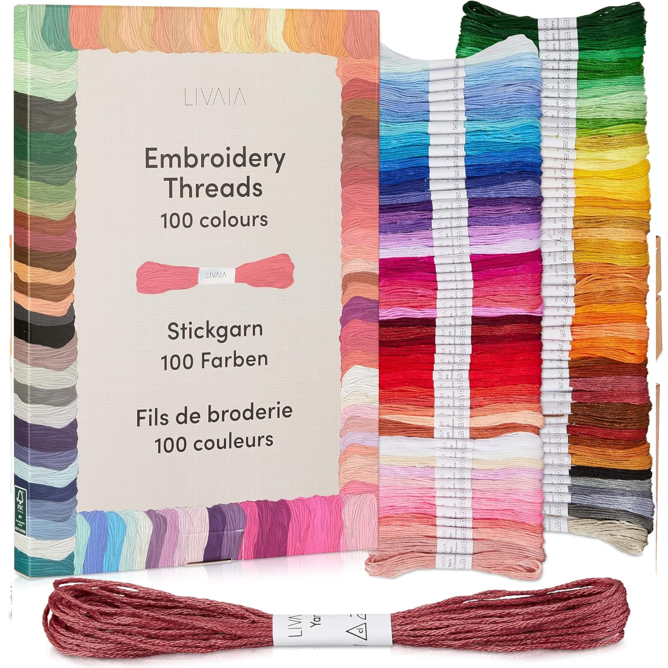 LIVAIA Stickgarn Set 100 Farben