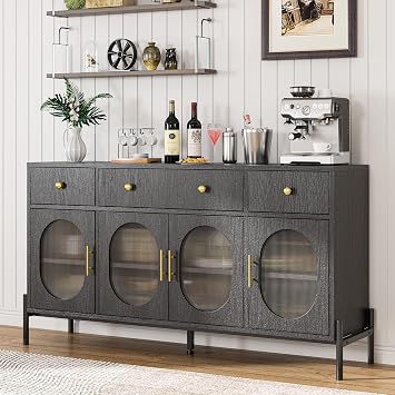 GarveeHome 62 in Large Sideboard Buffet Cabinet with Storage and 3 Drawers