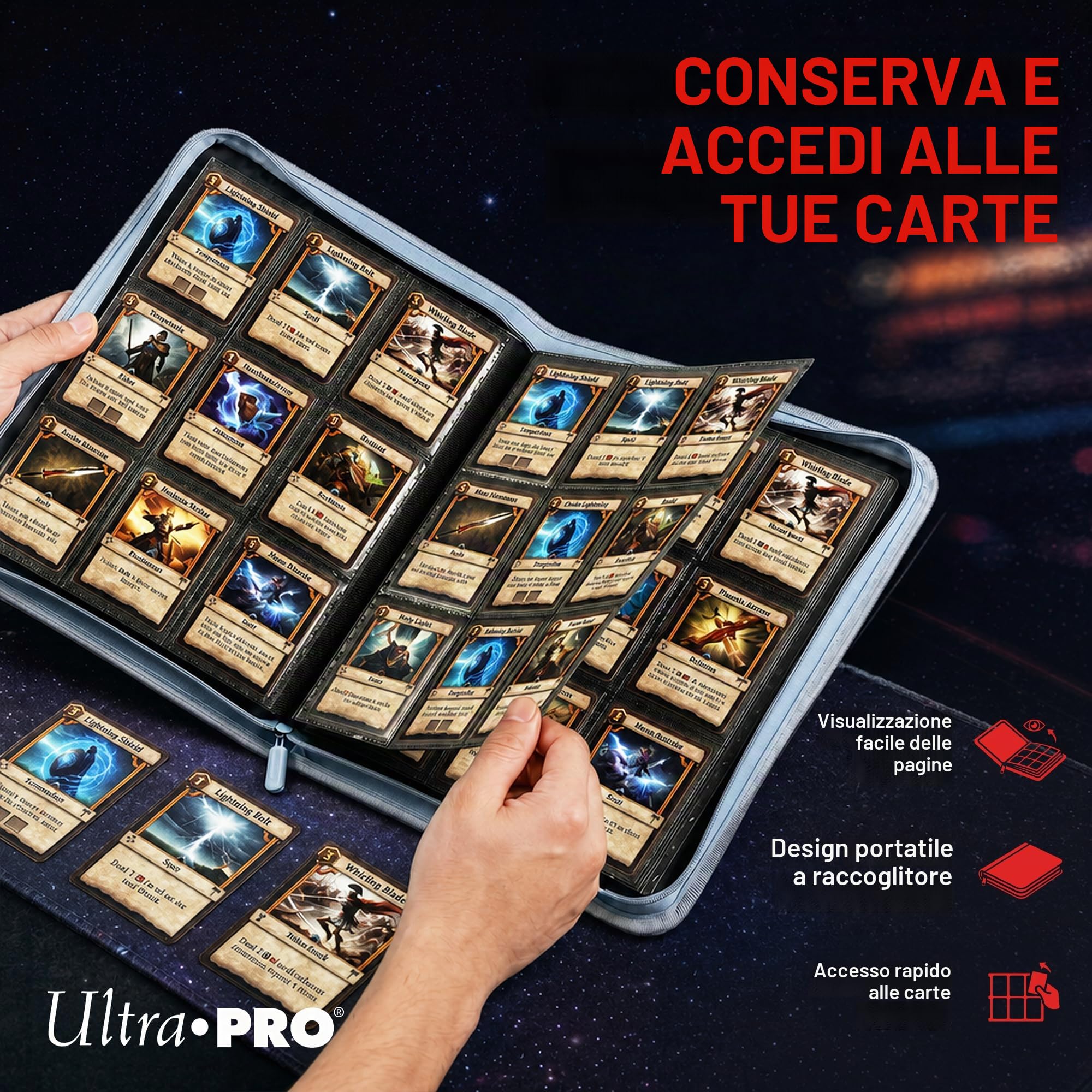 Ultra Pro | Serie Pokemon Elite: Lucario 9 tasche con cerniera PRO | Accessorio per giochi di carte collezionabili | Età 6+