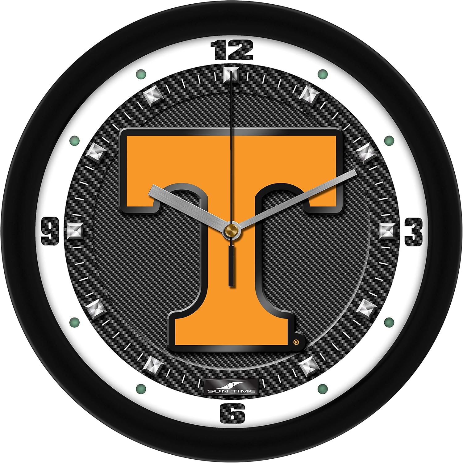SunTime Tennessee Volunteers Wall Clock, Printed Carbon Fiber Team Art, Silent Non-Ticking Quartz Movement, 11.5"