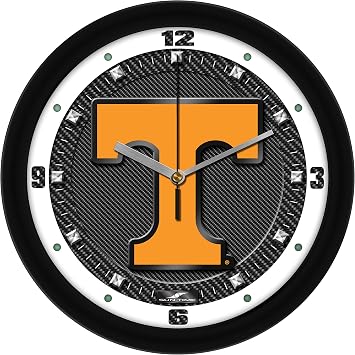 SunTime Tennessee Volunteers Wall Clock, Printed Carbon Fiber Team Art, Silent Non-Ticking Quartz Movement, 11.5"
