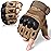 WTACTFUL Tactical Gloves Fingerless Half Finger Gloves for Driving Paintball Airsoft Riding Motorcycle Motorbike Hunting Cycling Work Men Women Size Large Brown