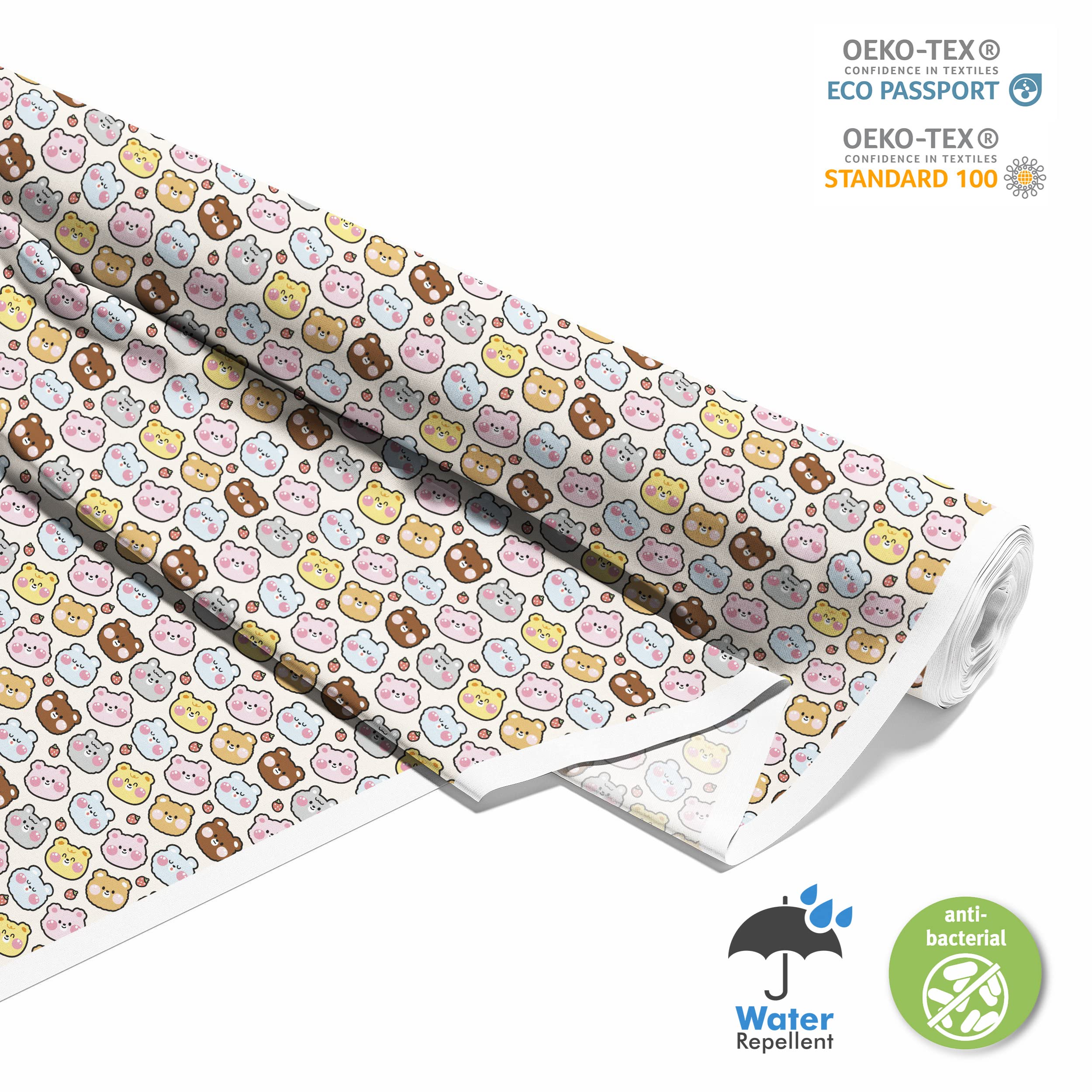 HEKO PANELS Stoff Oxford Wasserdichte Meterware Canvas-Stoff Polyester Stoff Zum Nähen Nähstoffe Möbelstoffe Dekostoffe Handwerken Wasserabweisend Blickdicht Bären 5 Meter 155 x 500 cm