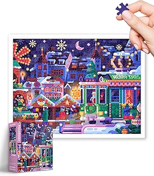 PieceRelax Plastic Jigsaw Puzzles for Adults 1200 Pieces - Christmas Fair in Old Town Most Satisfying Table Games and Gifts No Puzzle Mat Required [H3646]