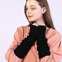 Vista 4 de Bellady Guantes de invierno para mujer, cálidos sobre el codo, guantes largos sin dedos con agujero para el pulgar, guantes de punto para calentar