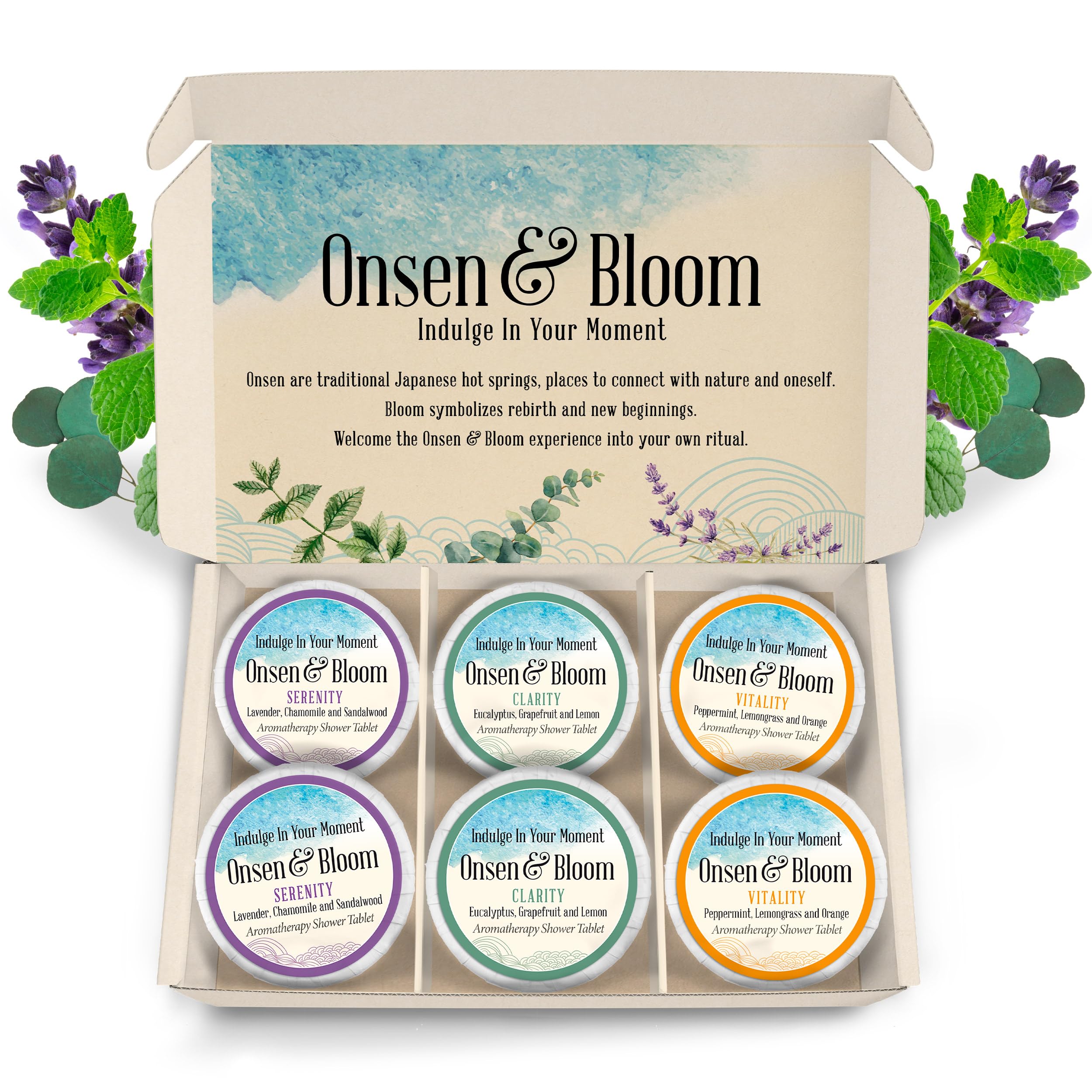 Shower Steamer Essentials Box, 6-Pack Aromatherapy Tablets with Peppermint, Eucalyptus & Lavender for Energy, Relaxation & Stress Relief – Perfect Self-Care Gift Women and Men