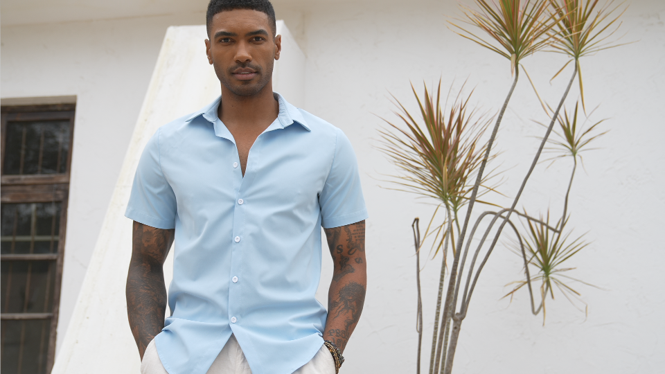 COOFANDY Herren Kurzarmhemd - Business Casual Fleckenschutz Regular Fit