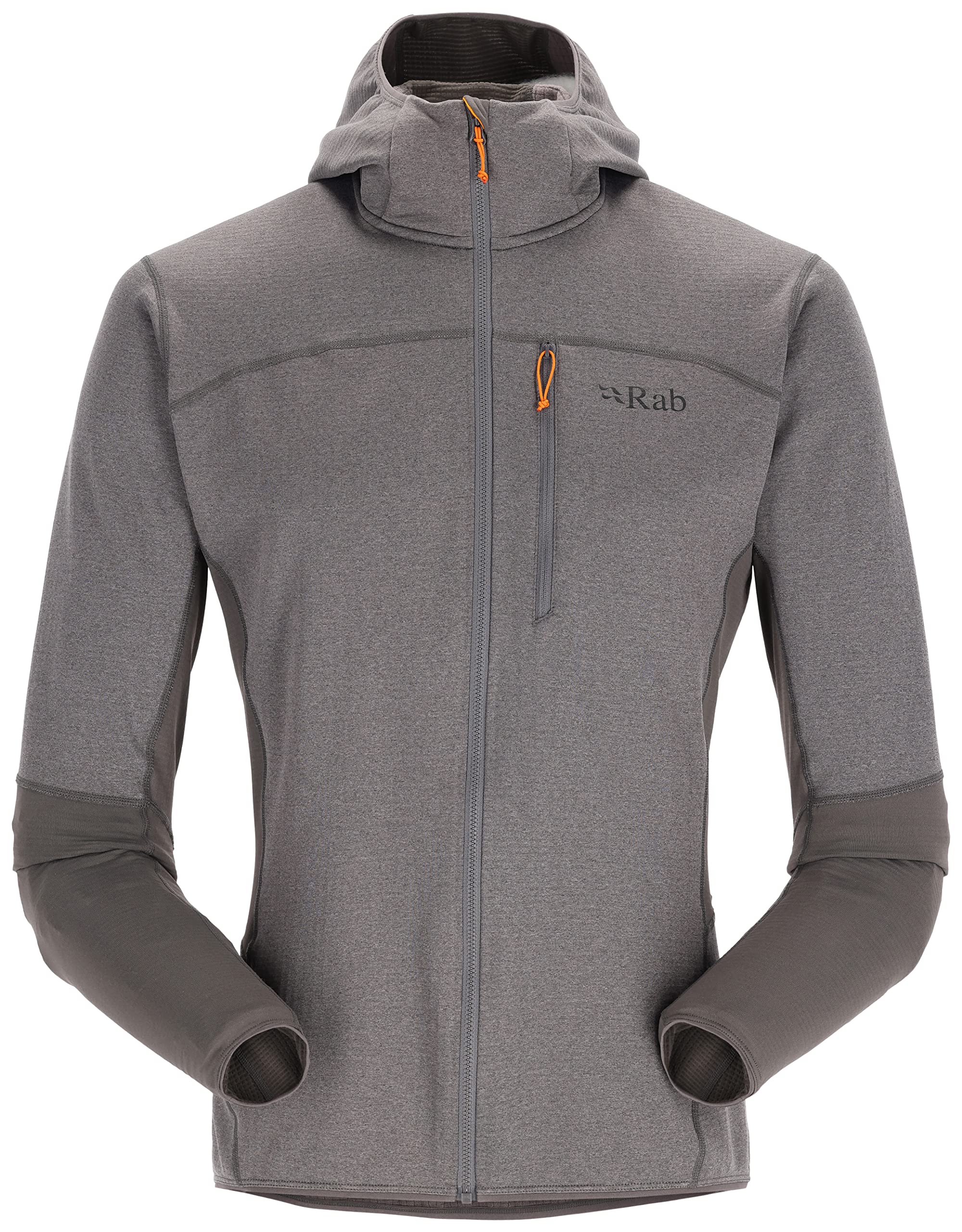 Rab Men's Ascendor Hoody Fleece Full-Zip Jacket for Climbing, Skiing, Backcountry Touring, & Mountaineering - Graphene - Large