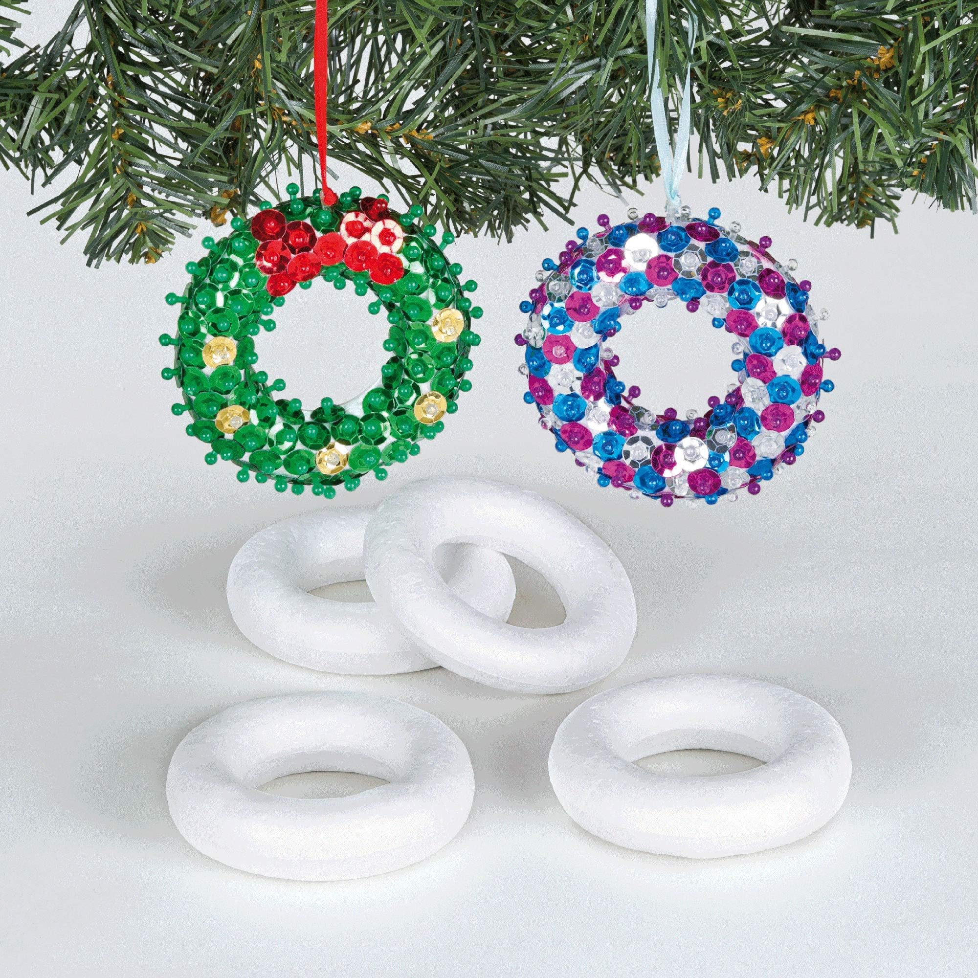 Baker Ross Mini Polystyrene Craft Rings Value Pack for Kids Arts and Crafts — Ideal for Model Making, Crafting, Gifts, Keepsakes and More (Pack of 10)