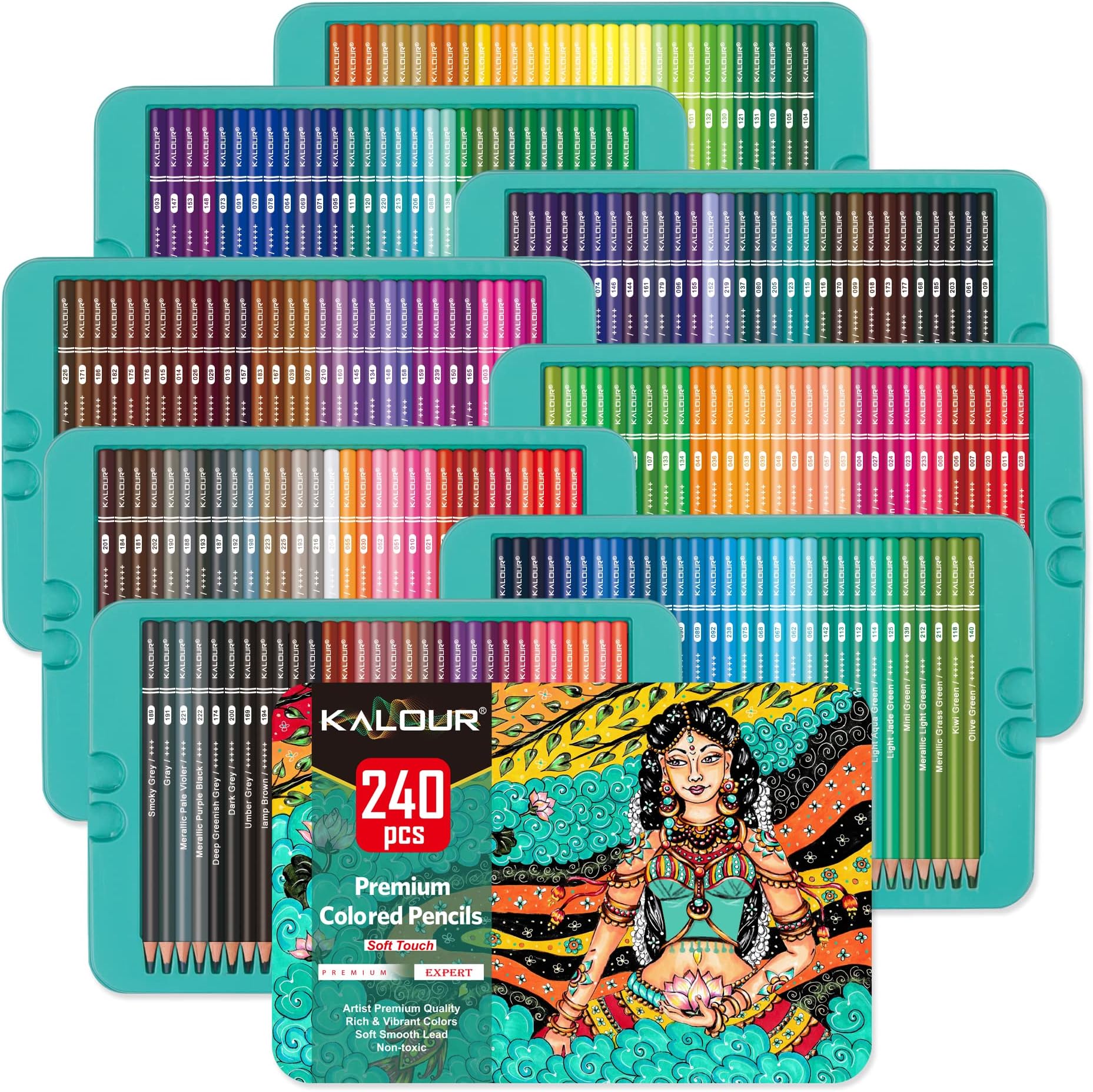 Professional Colored Pencils,Set of 240 Colors,Artists Soft Core with Vibrant Color,Ideal for Drawing Sketching Shading,Coloring Pencils for Adults Artists Beginners