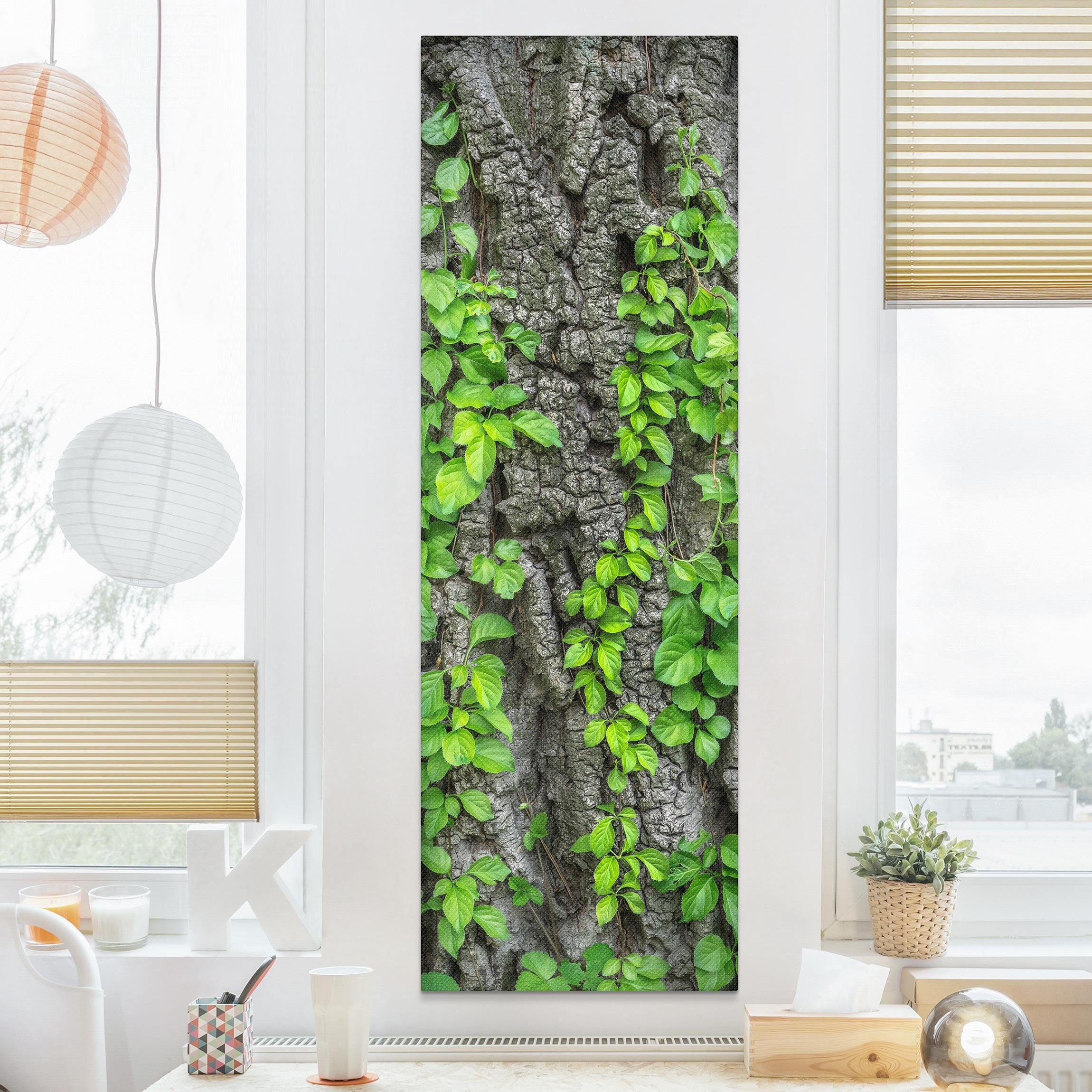 Canvas Art Ivy tree bark Slender, Dimensions: 90cm x 30cm