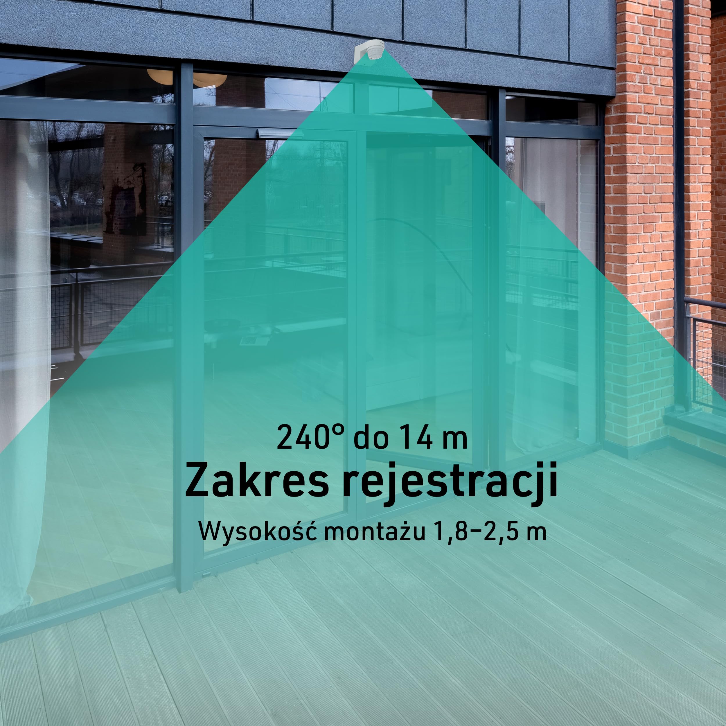Oktaplex Eva 2 sztuki detektorów ruchu na zewnątrz z uchwytem ściennym narożnym 14 m/240 stopni, czujnik PIR, natynkowy, IP65, czujnik ruchu, biały
