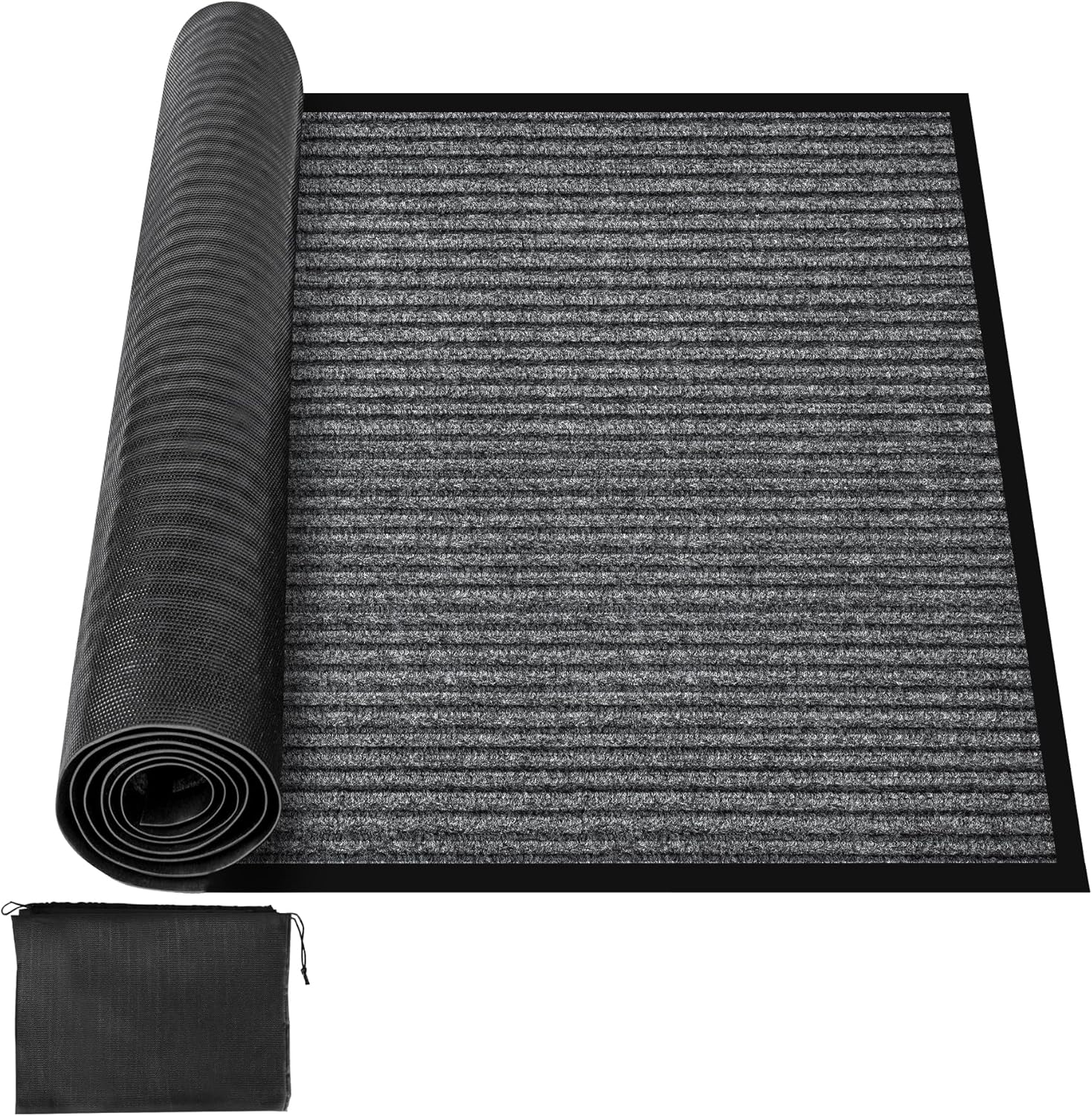 MYFAMIREA Commercial Floor Mat 3' x 5' Extra Large Front Door Industrial Rug Heavy Duty Brush Step Entrance Mat Weather Utility Rug with Non Slip Rubber Backing Low Profile for Entryway, Charcoal Grey 3 x 5 Feet Charcoal Grey