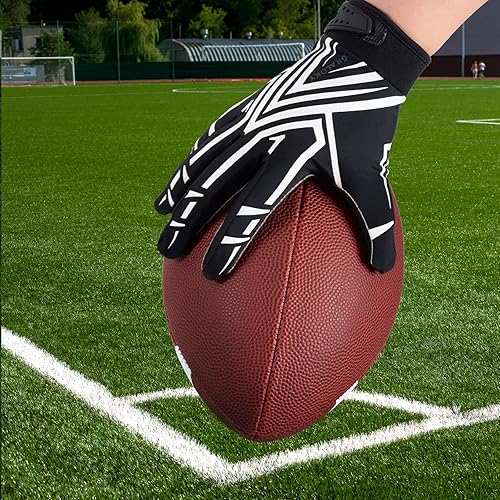 Miniatura 4 de Graloky Guantes de fútbol para hombres, mujeres y niños, guantes receptores de fútbol para adultos jóvenes, guantes de fútbol de silicona ultra