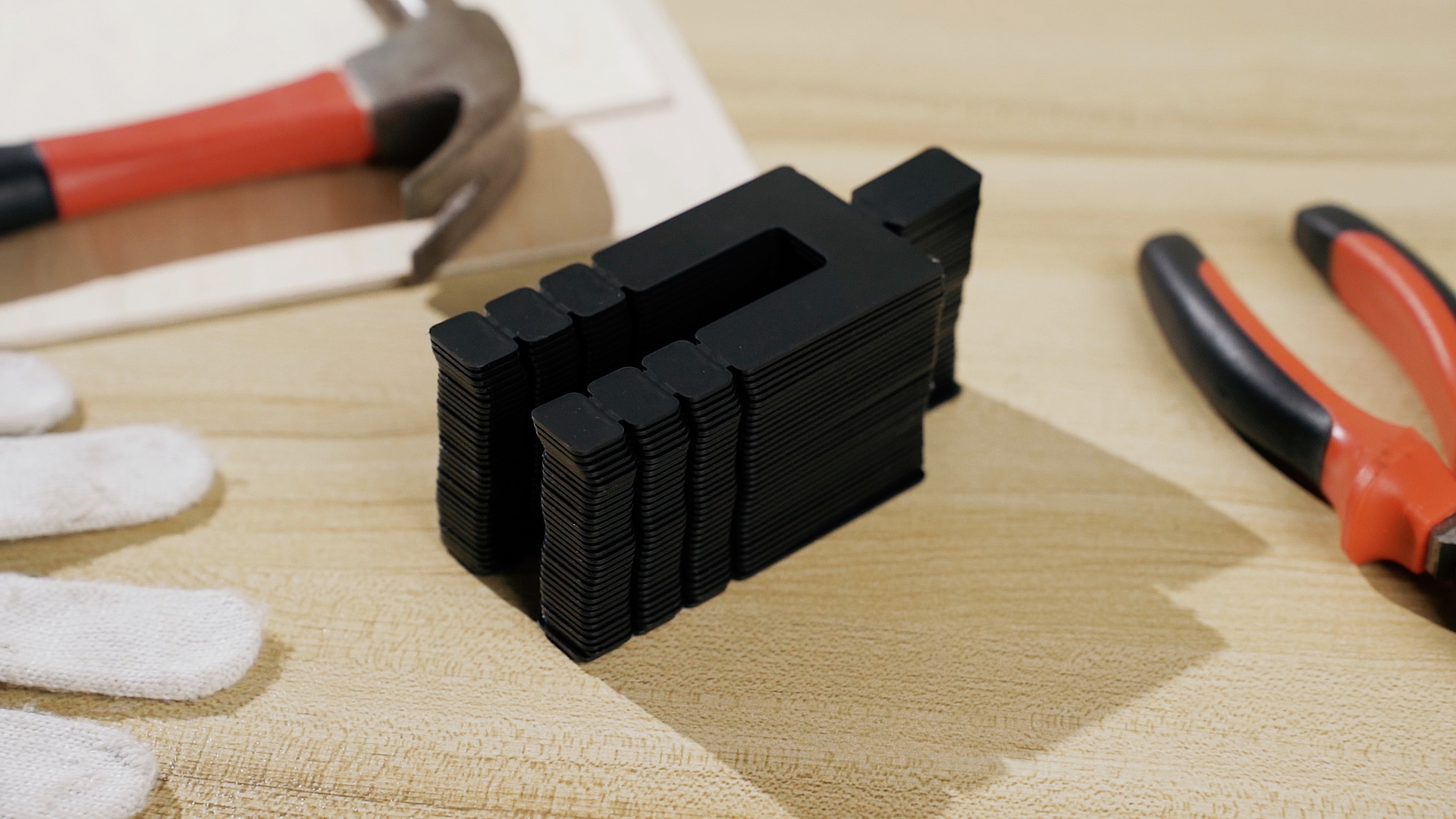 Image of 500 Pcs 1 /16 inch x 3-1 /2 inch Stack Shims Bulk Stackable Black Shims for Windows & Doors