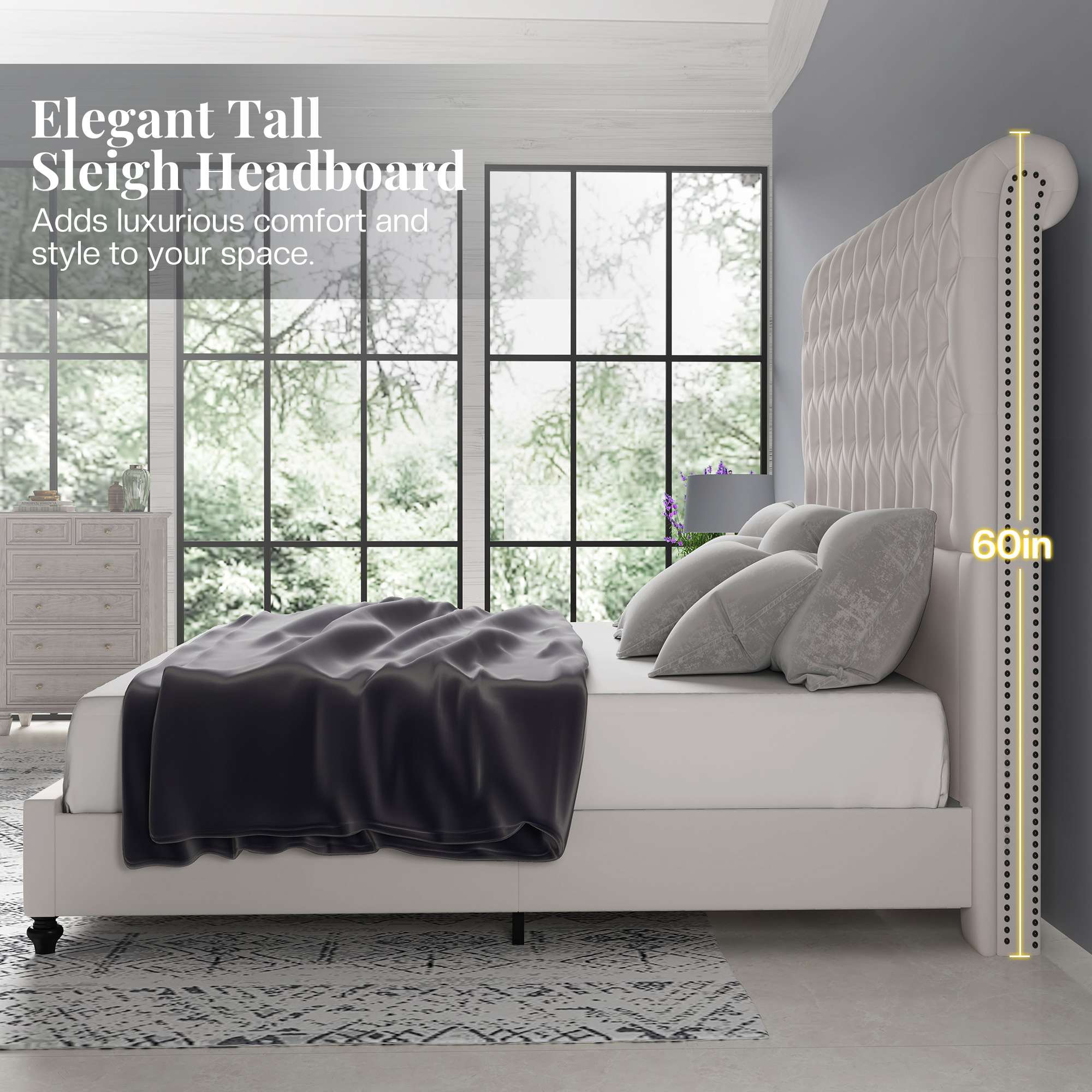 Amazon.com: Jocisland Queen Size Platform Bed Frame with 60