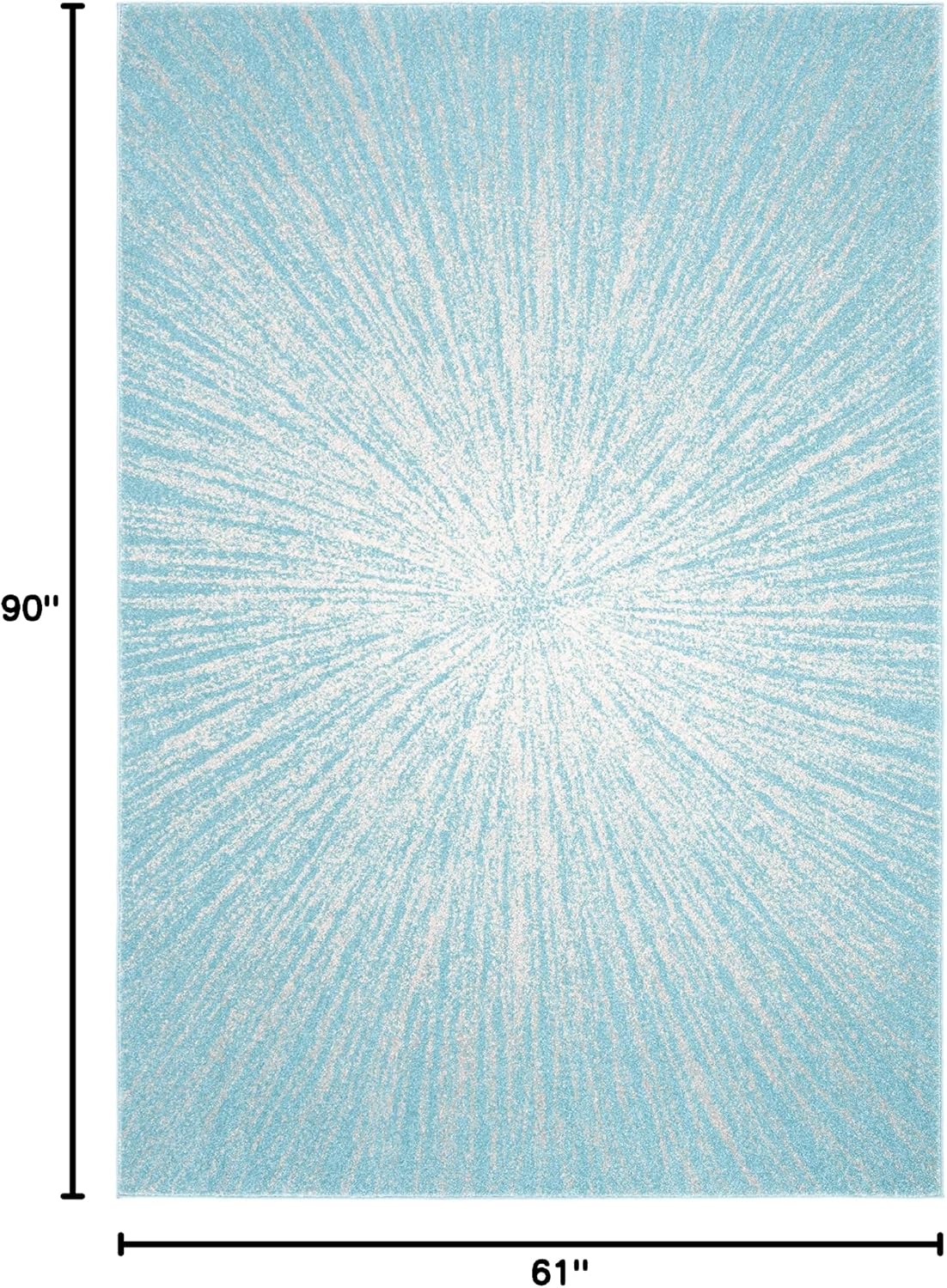 SAFAVIEH Evoke Collection Area Rug - 5'3" x 7'6", Aqua & Ivory, Abstract Burst Design, Non-Shedding & Easy Care, Ideal for High Traffic Areas in Living Room, Bedroom (EVK228J)