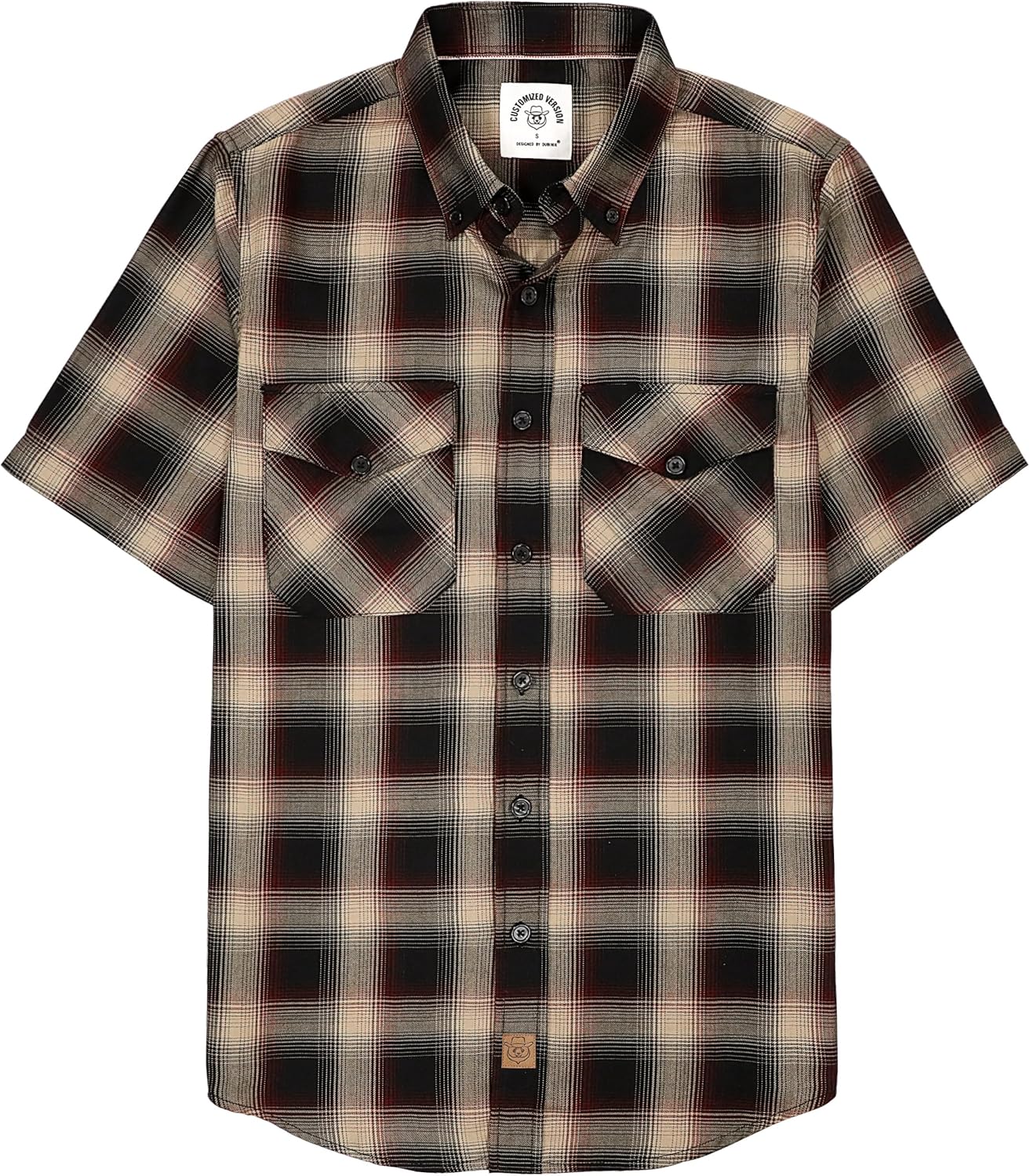 Dubinik® Mens Short Sleeve Button Down Two Pockets Soft Vintage Regular Fit Vintage Fishing Casual Shirts